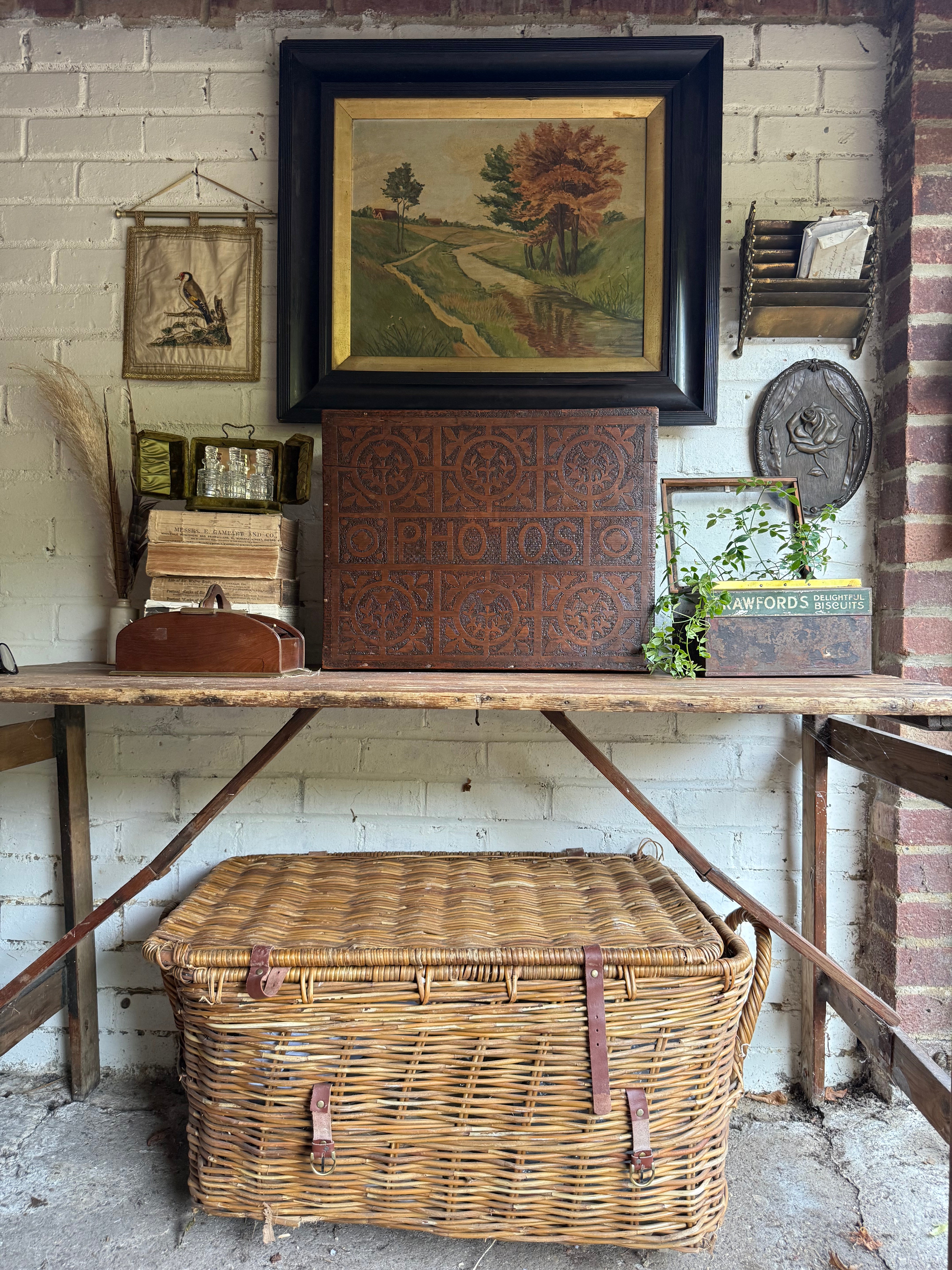 Seasonal Change: Large Early 20th Century Oil on Canvas with Ebonised Frame