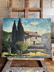 Provencal Farmhouse :  Signed Oil on Board