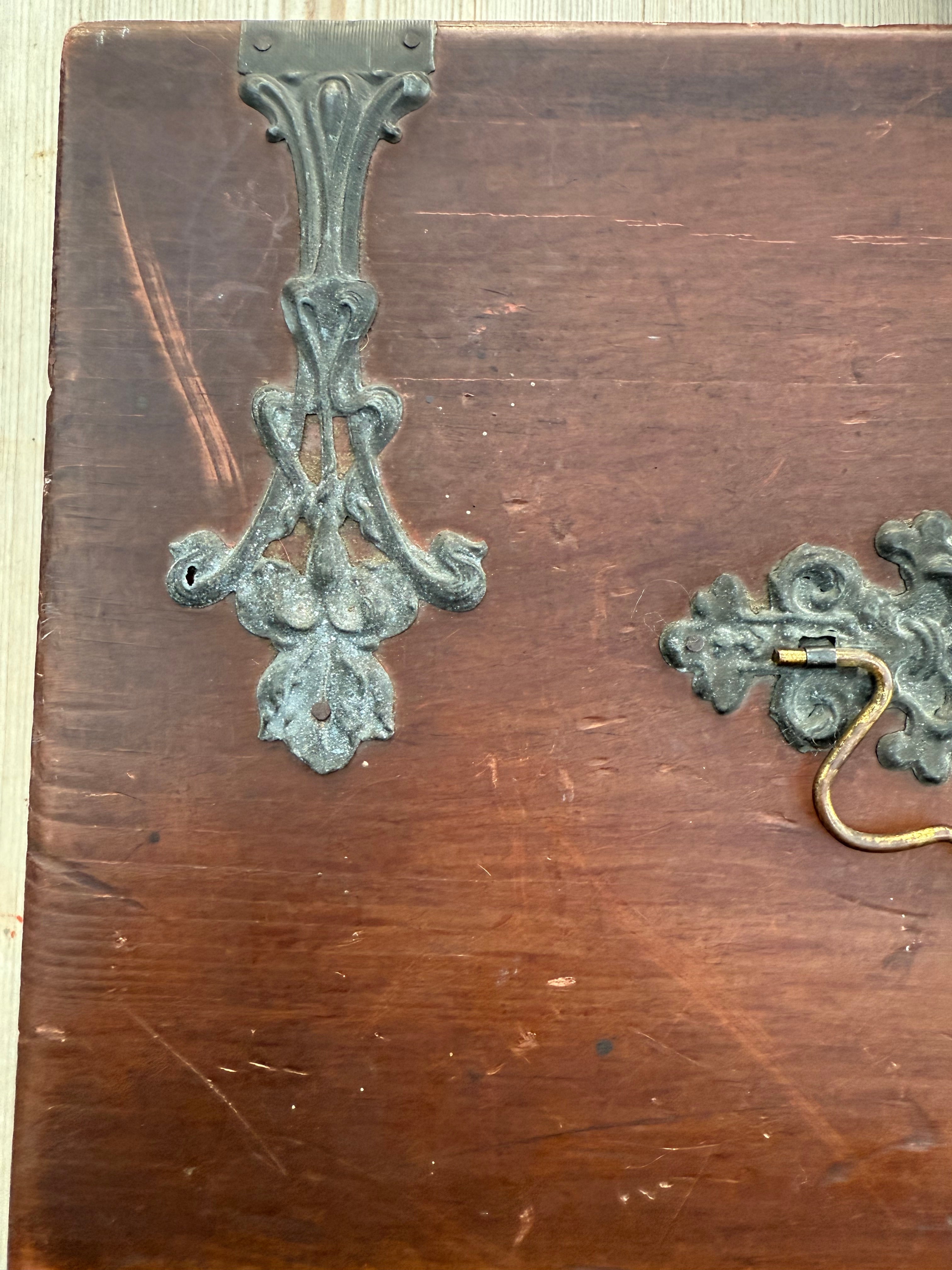 Circa 1910: Wooden Box with Art Nouveau Metal Detail