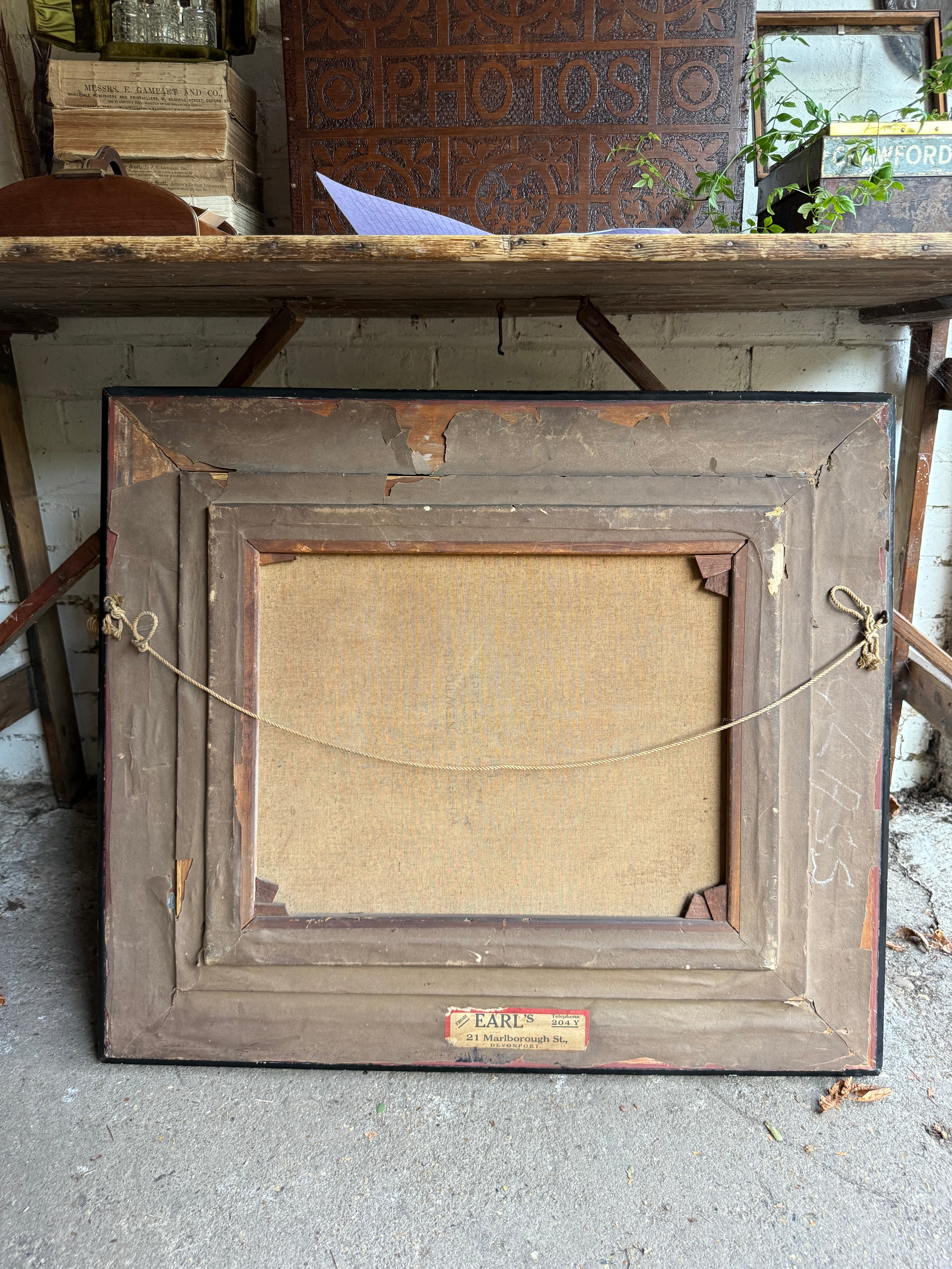 Seasonal Change: Large Early 20th Century Oil on Canvas with Ebonised Frame