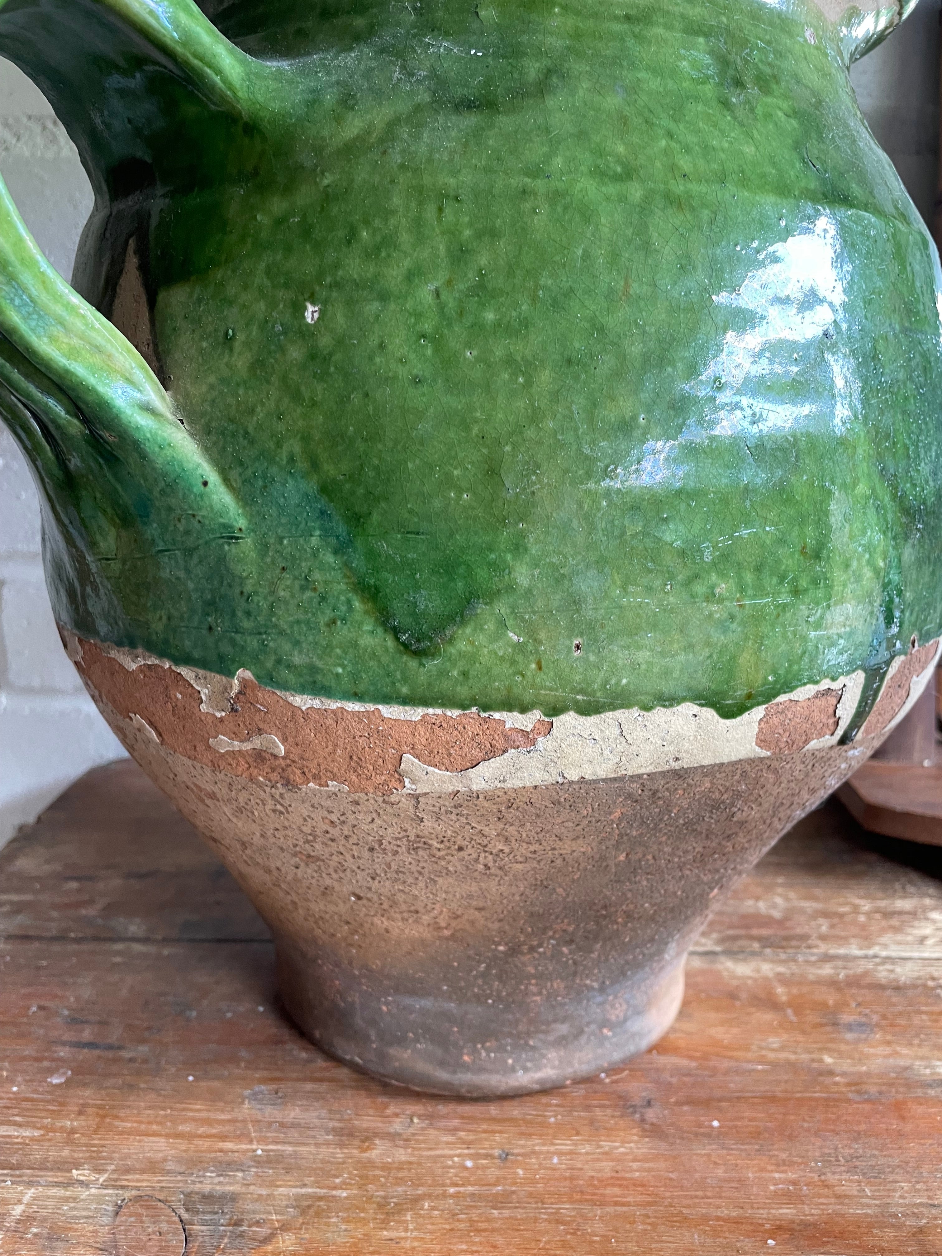 Large 19th Century French Green Confit Pot