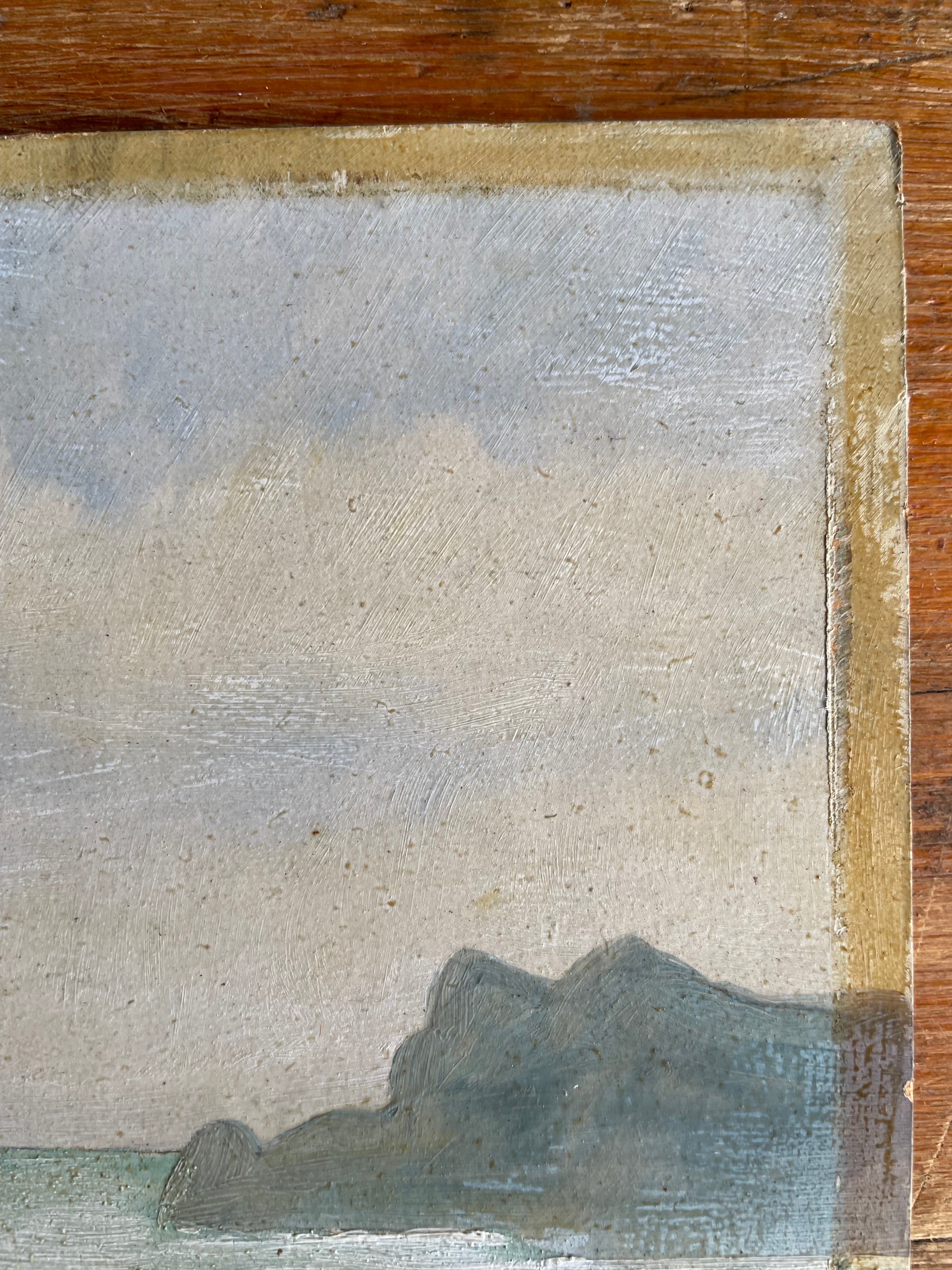Small Vintage Seascape: Oil on Board