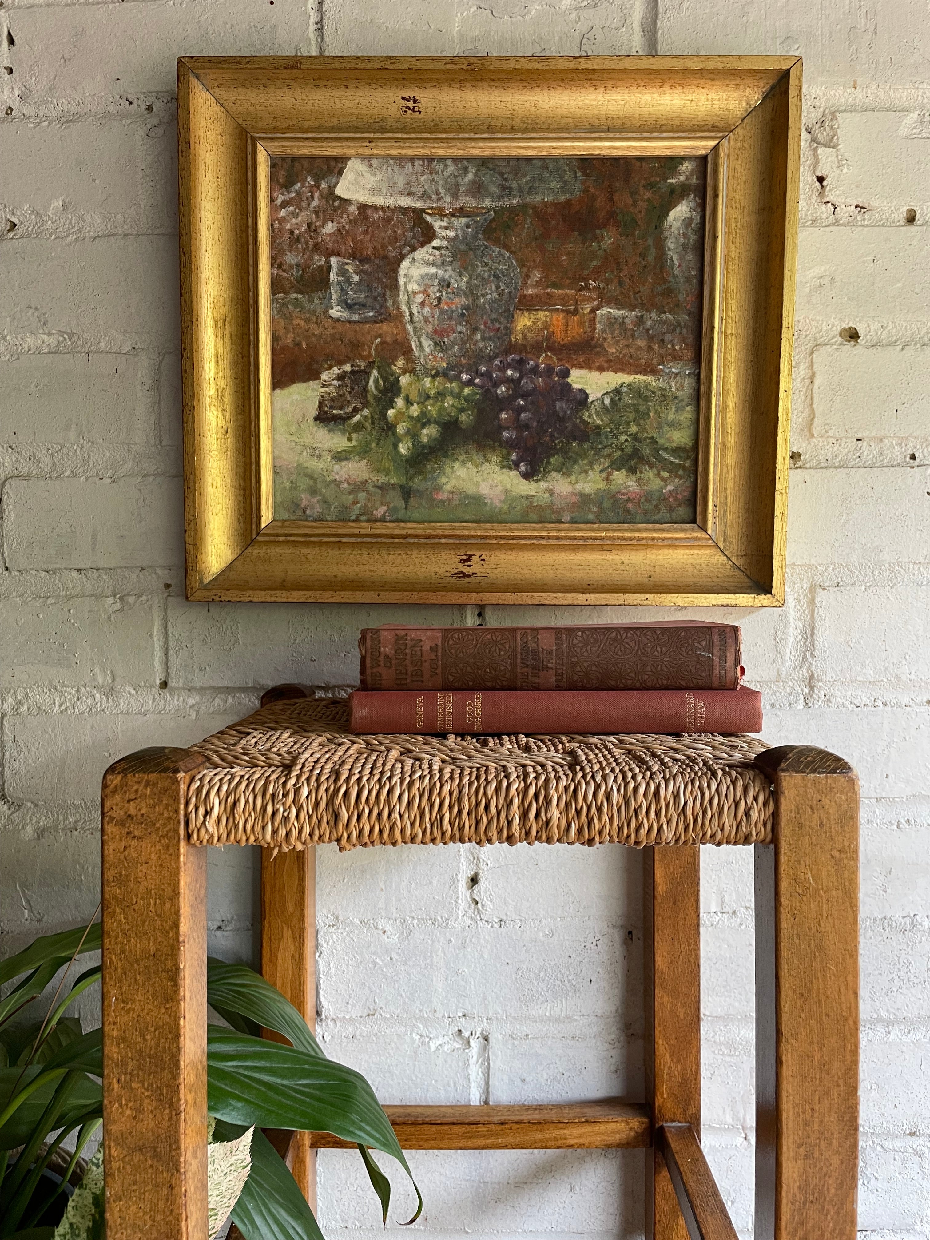 Fruit Still Life:  Framed Vintage Oil on Board