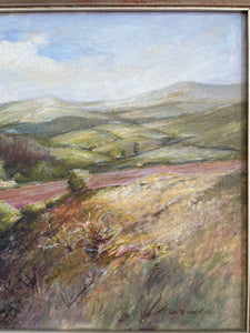 Pink Landscape: Large Early 20th Century Oil on Canvas