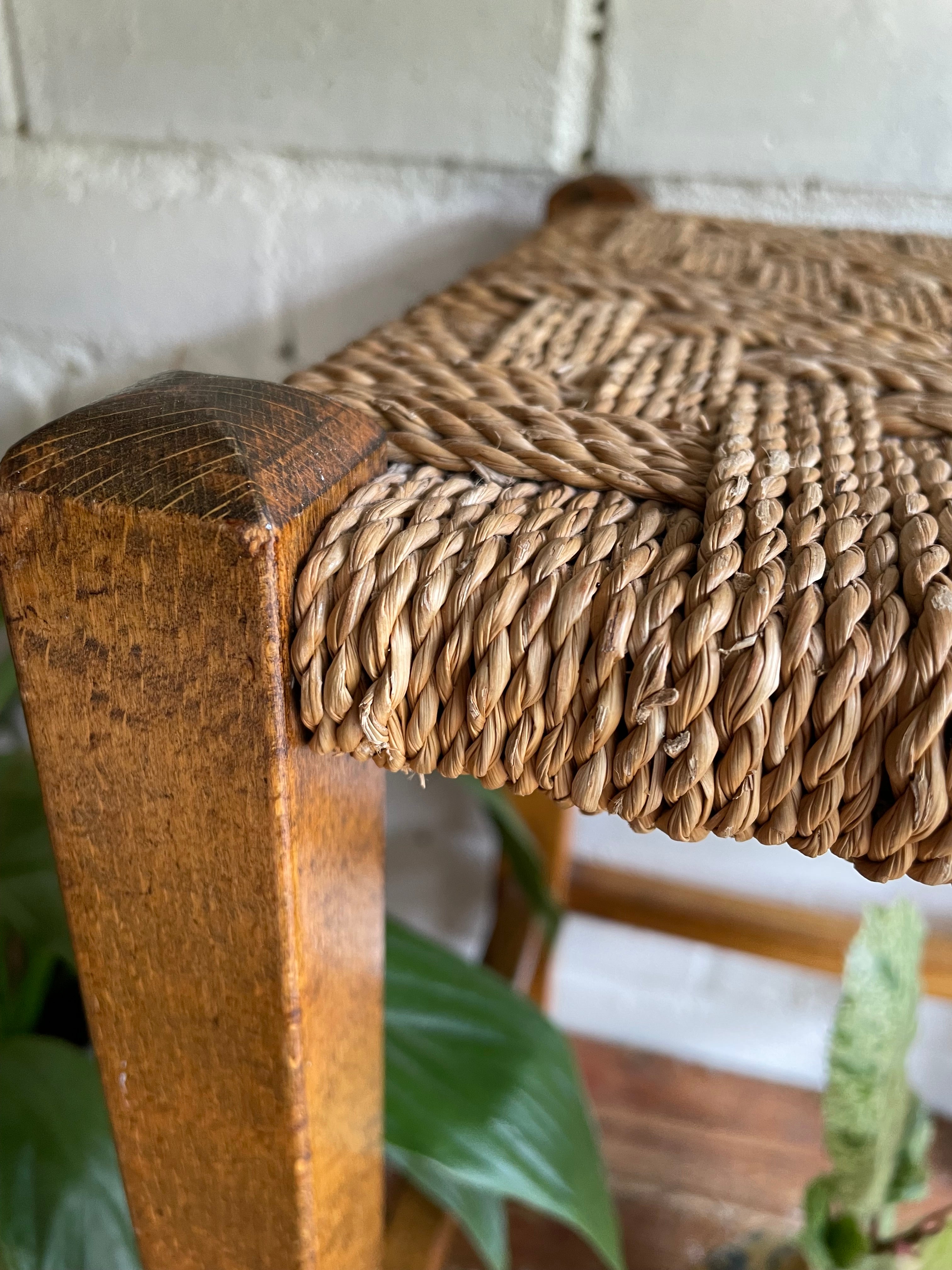 Vintage Woven Rush Stool