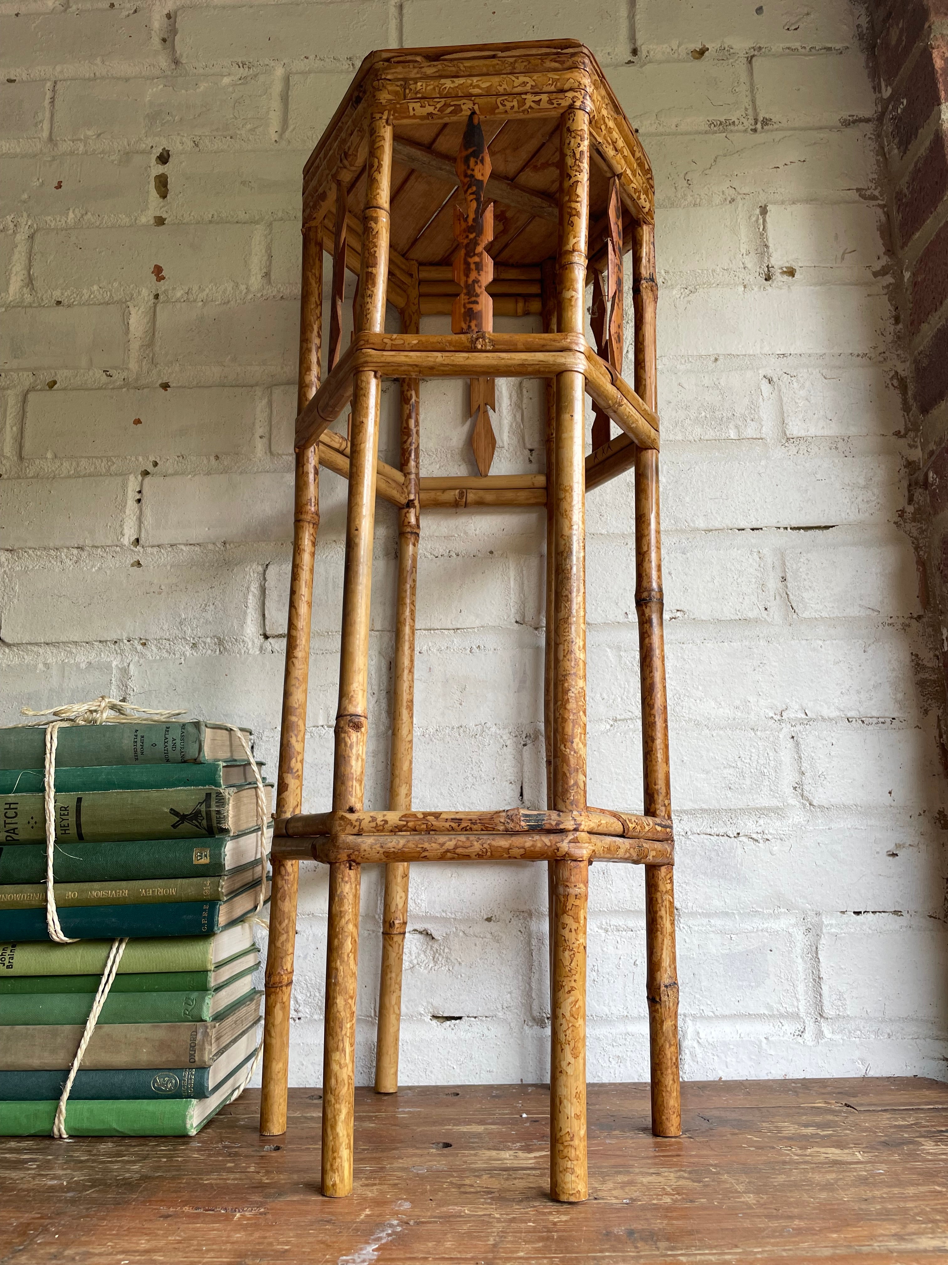 Midcentury Tiger Bamboo Plant Stand