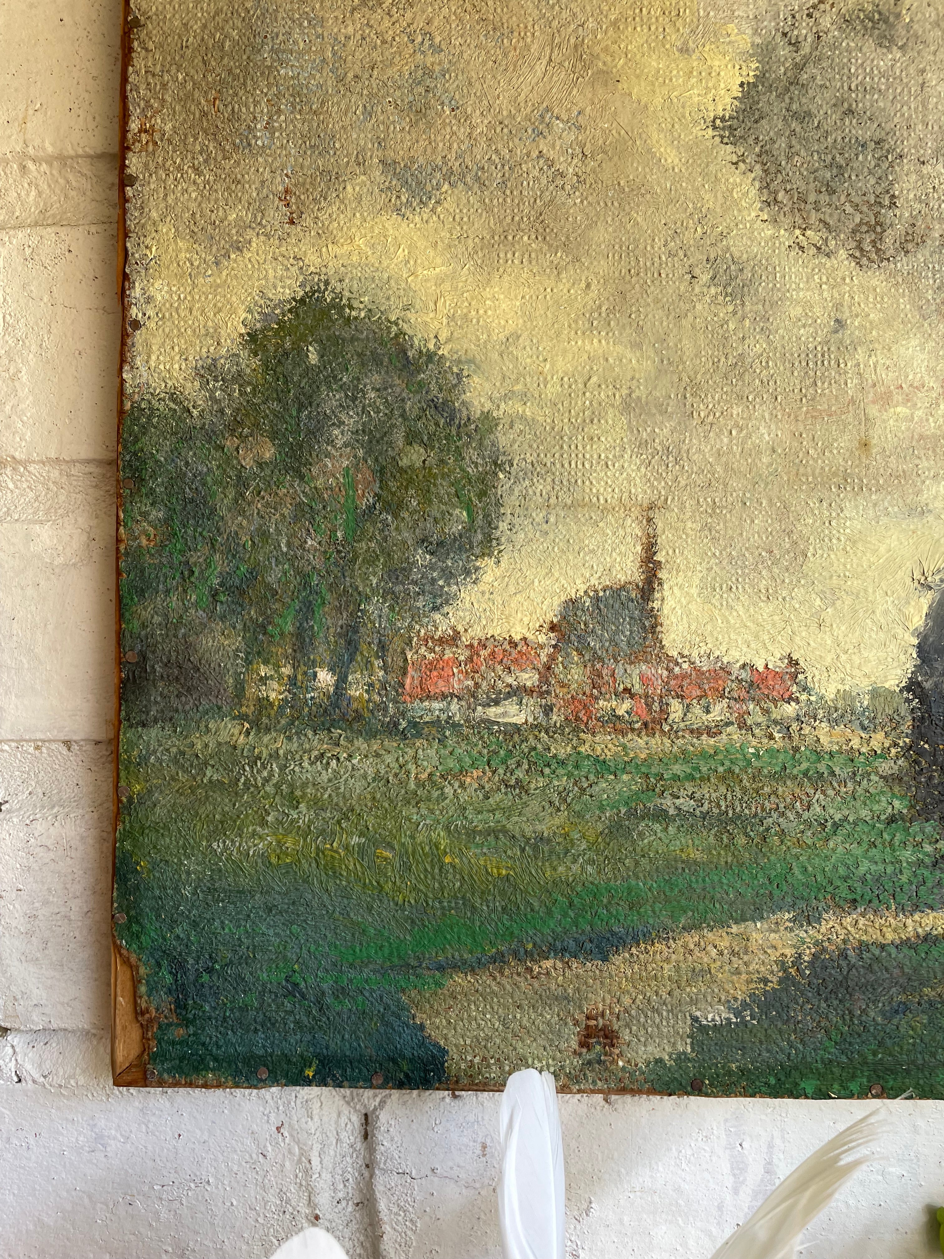 Vintage Landscape Painting on a Textured Surface. Was £70 now £45.50 at checkout