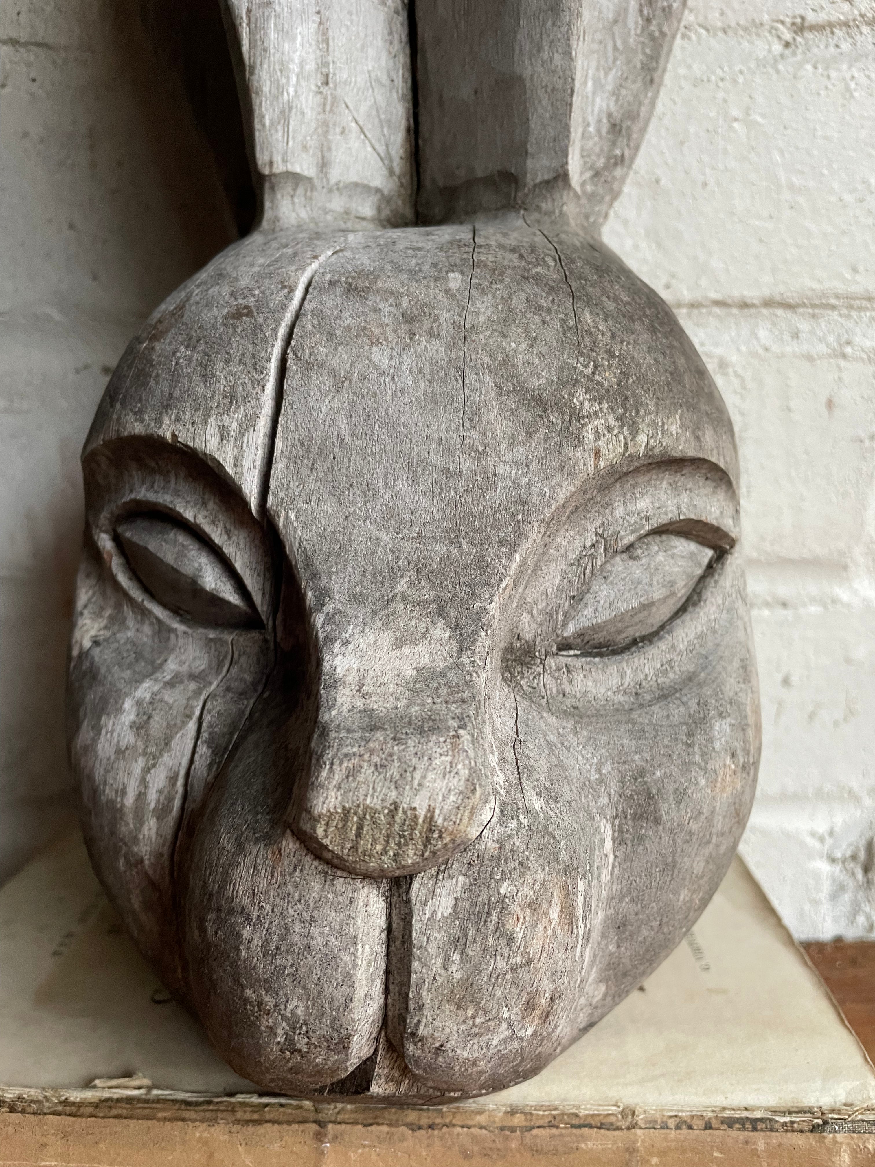 Quirky Carved Hare Sculpture