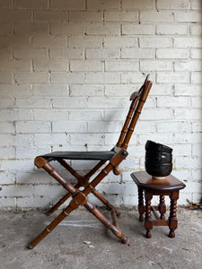 Victorian Faux Bamboo & Leather Folding Campaign Chair