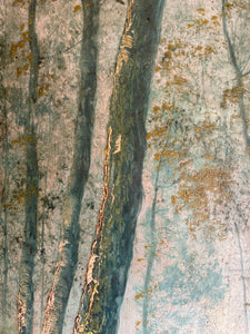 A fisherman amongst the trees: 19th Century Unframed Oil on Wood