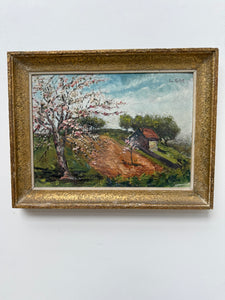 Blossom Tree: Early 20th Century Signed Impressionist  Oil on Board