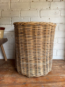 Tall Vintage French Rattan Basket