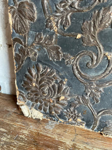 Timeworn Interior Decorators Sample Panel with Victorian Lincrusta Wallcovering