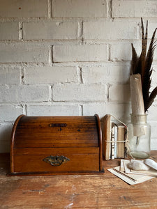 19th Century Oak Tambour Roll Top Stationary Cabinet