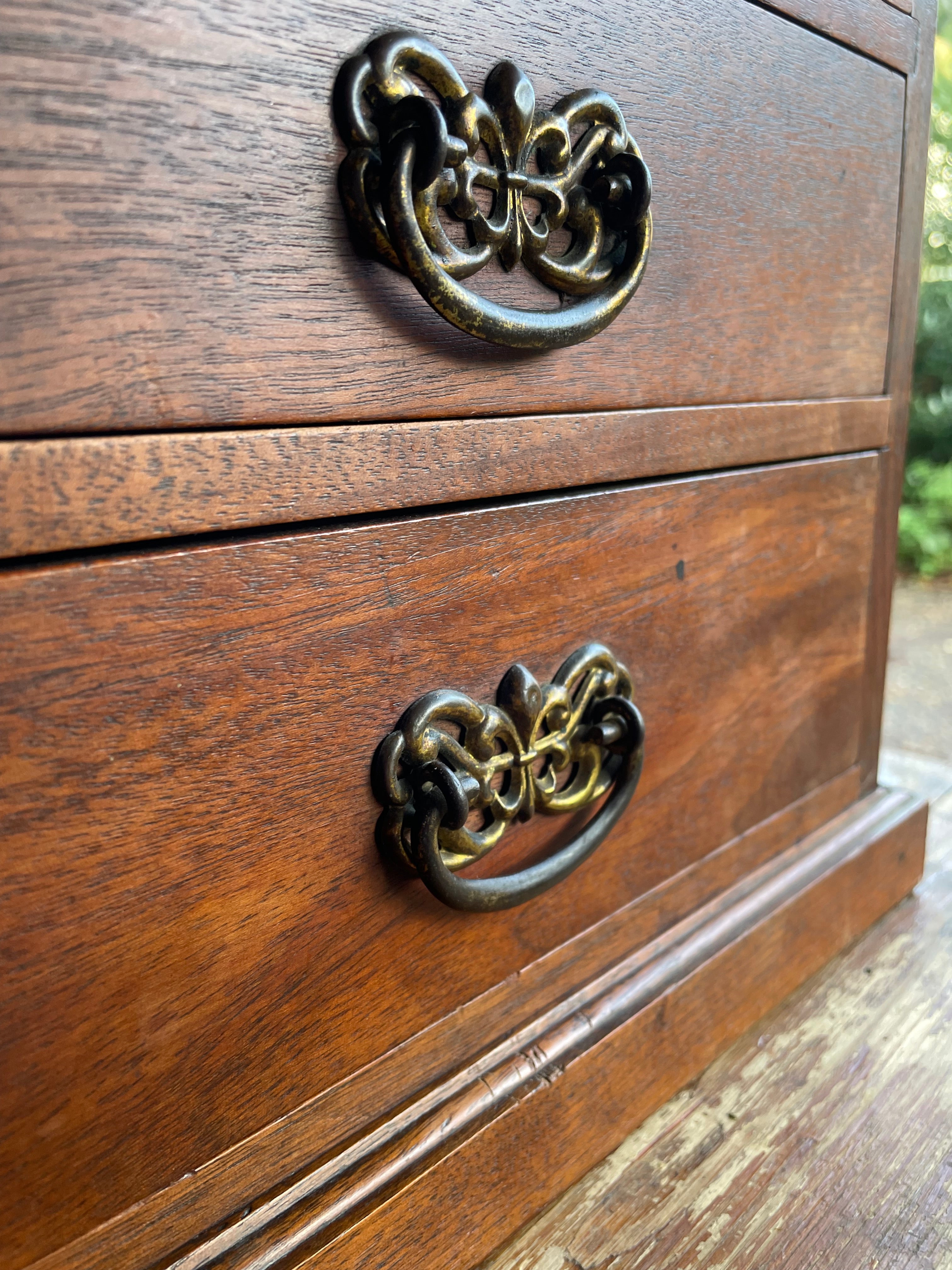 UK only delivery. 1930s American Tabletop Drawers with Brass Handles. Were £100 now £65 at checkout