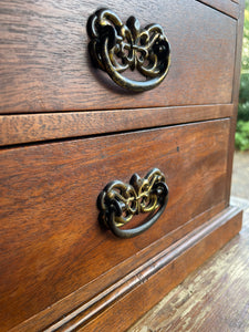 UK only delivery. 1930s American Tabletop Drawers with Brass Handles. Were £100 now £65 at checkout