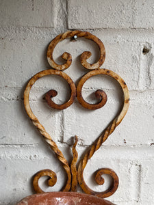Rustic French Iron Plant Holder with Antique Resin Pot 1