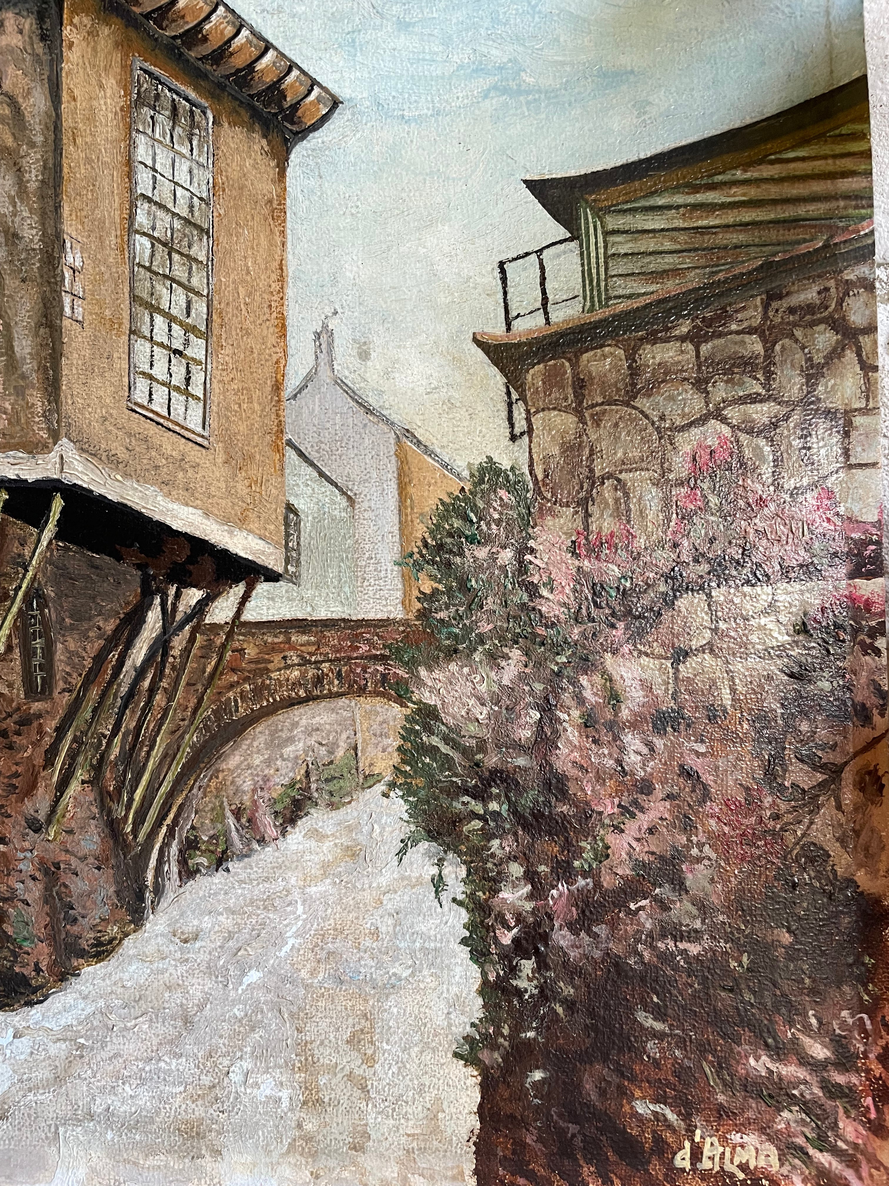 House on Stilts: Vintage Oil on Board