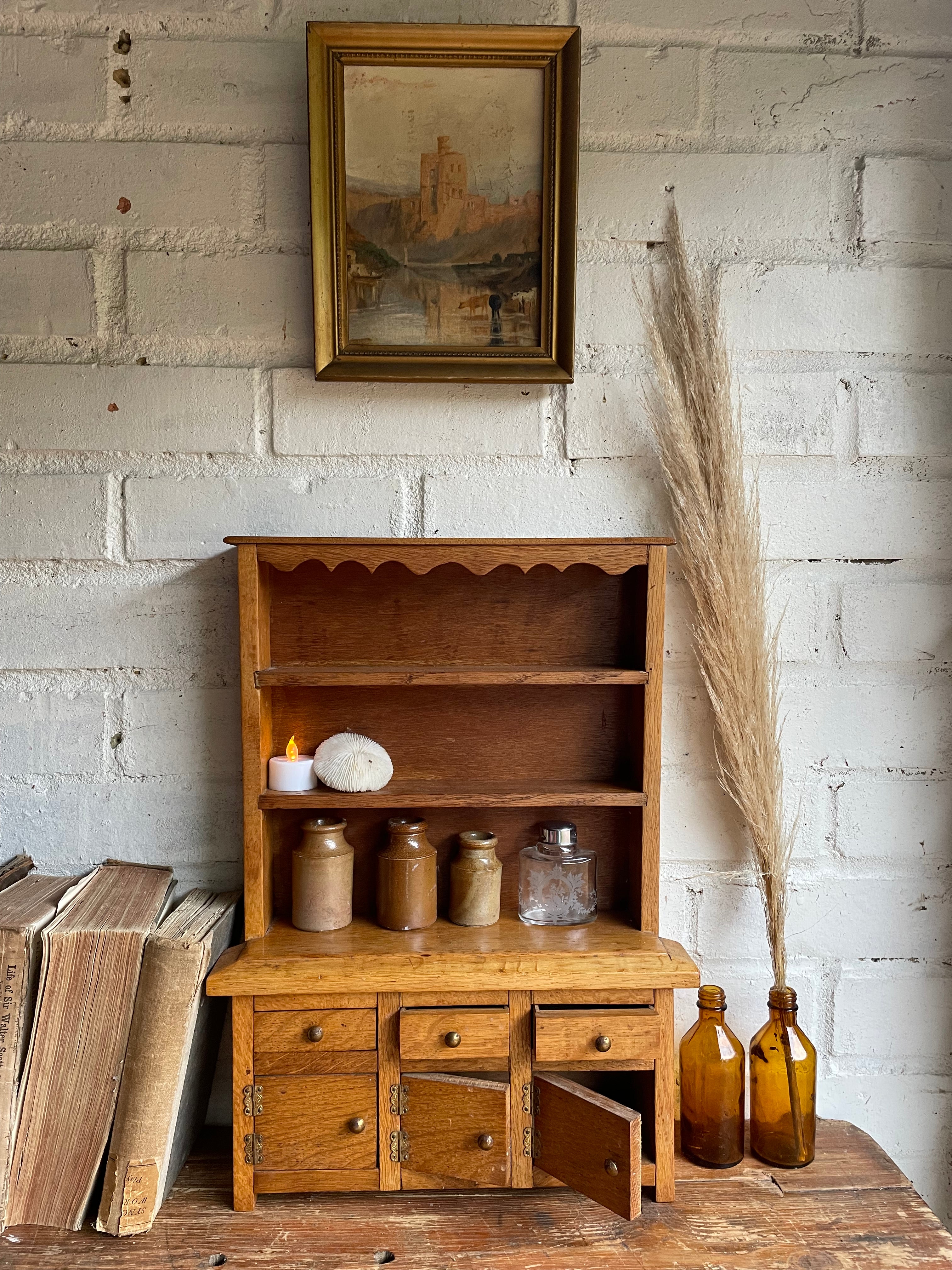 Vintage Miniature Oak Welsh Dresser