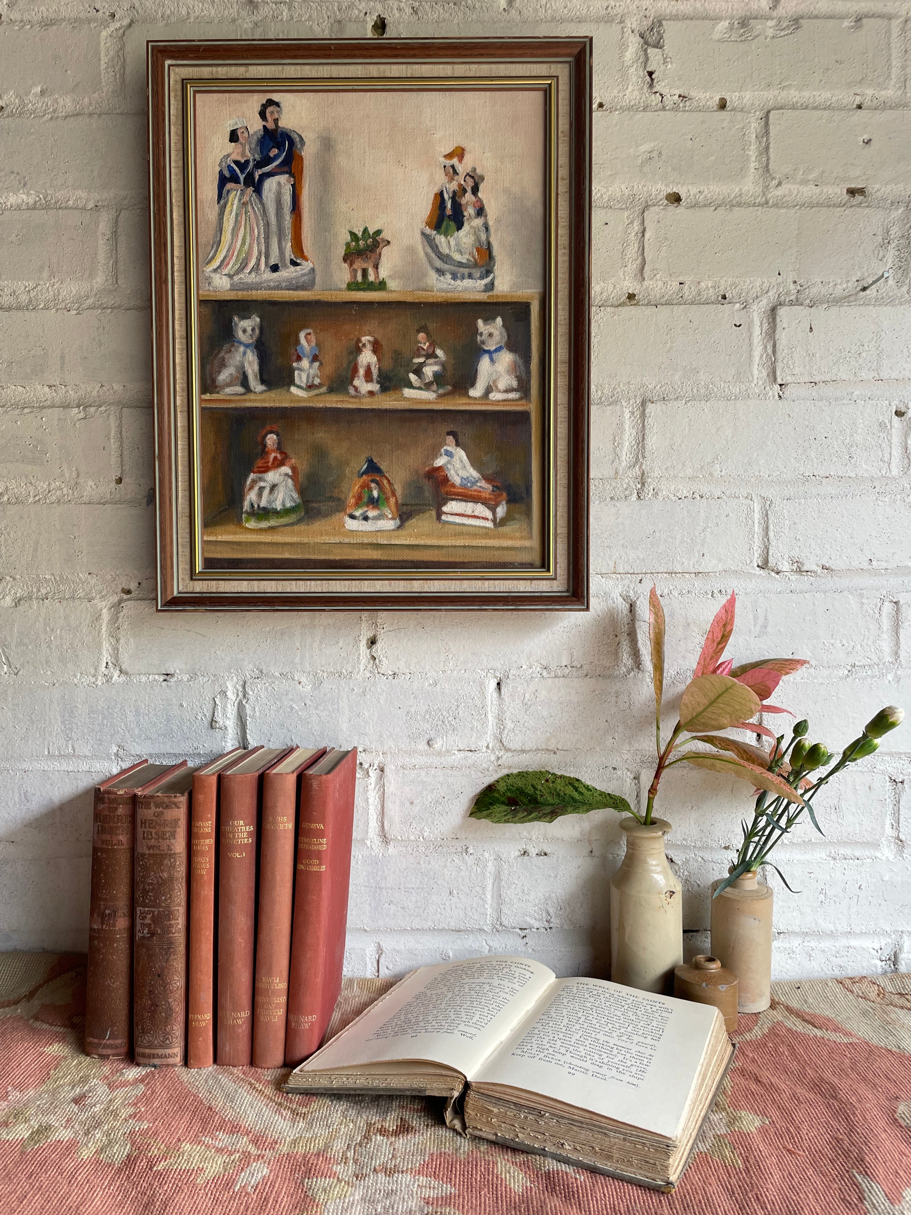 Still Life with Staffordshire Porcelain Objects:  Oil on Canvas