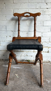 Victorian Faux Bamboo & Leather Folding Campaign Chair