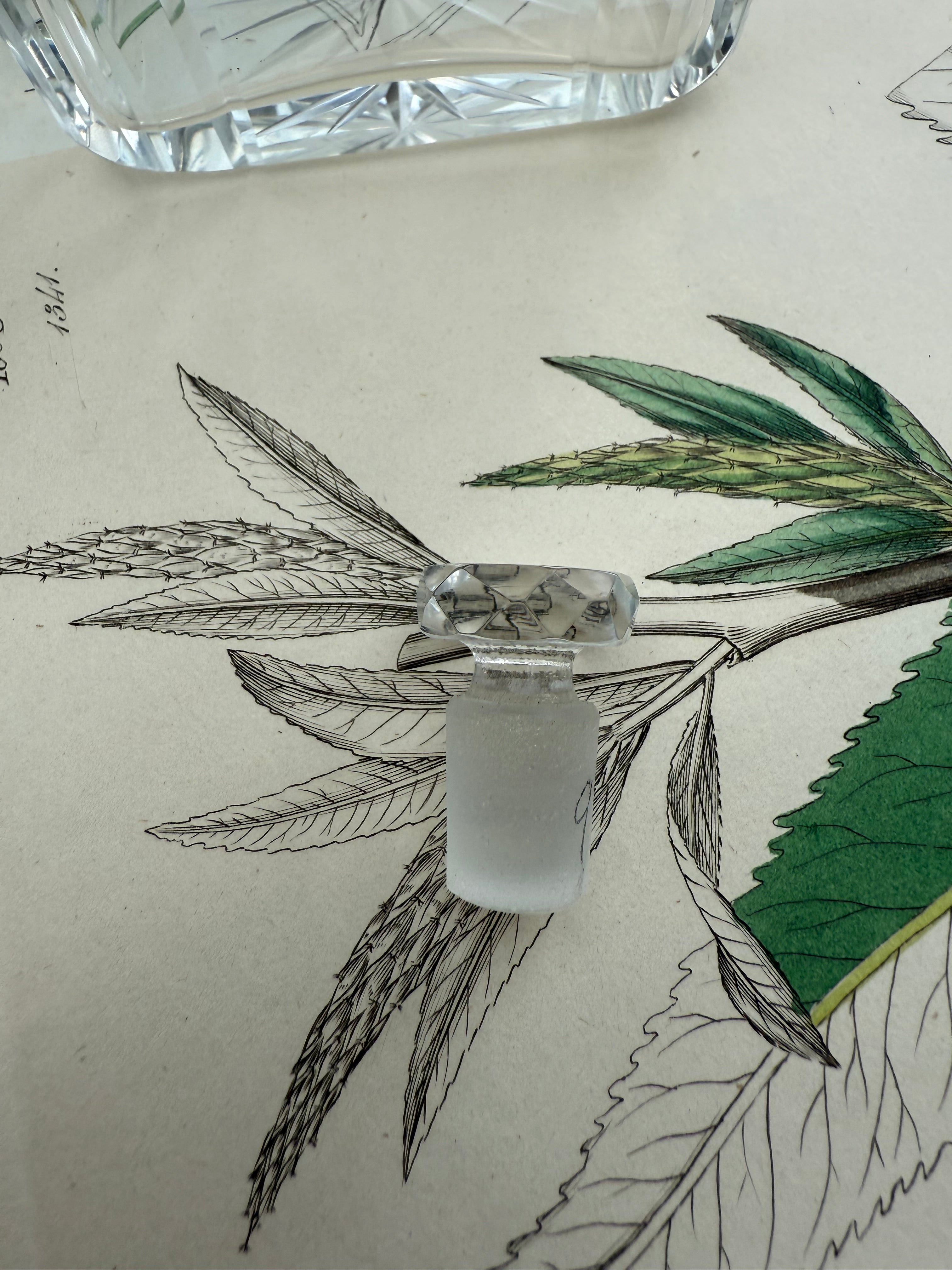 Small Glass French Cologne Bottle with Star Pattern: Circa 1940s