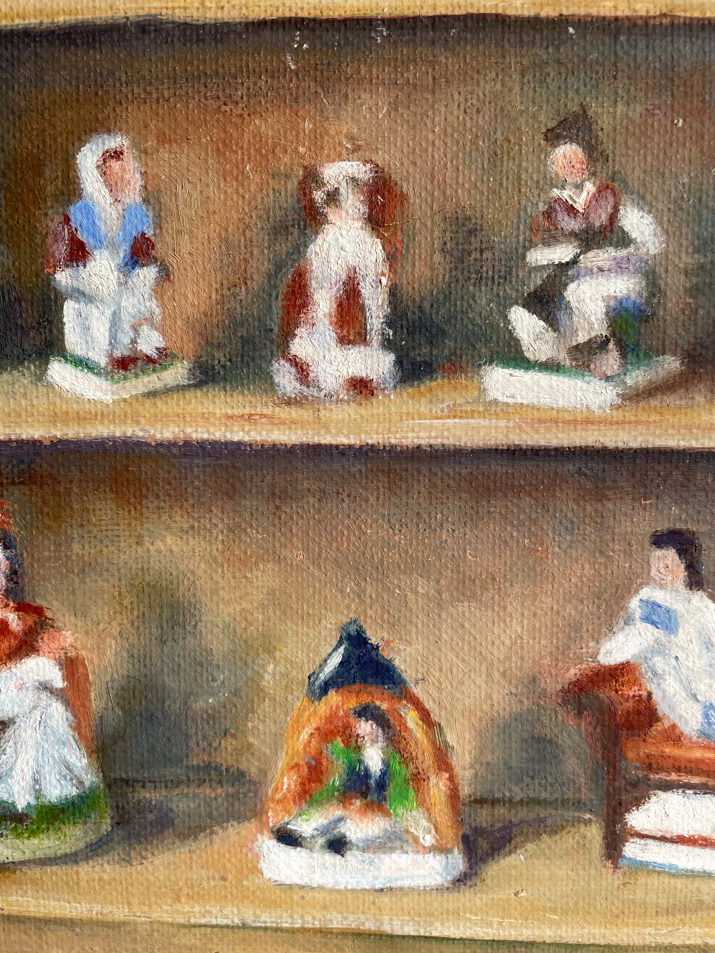 Still Life with Staffordshire Porcelain Objects:  Oil on Canvas