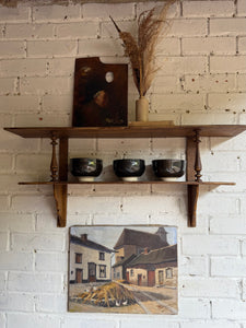 Early 20th Century Wall Hanging Shelf with Spindle Detail