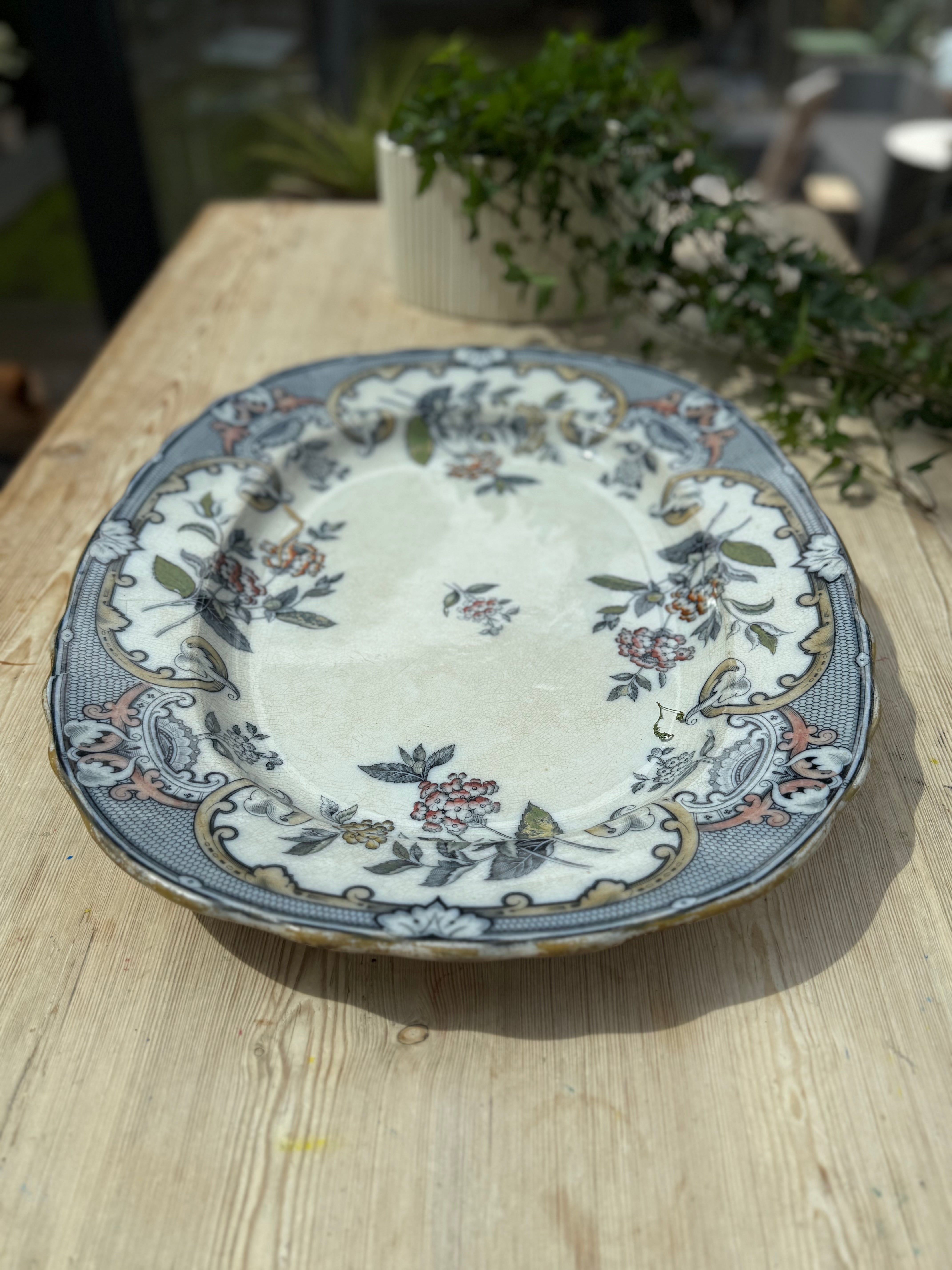 Large 19th Century Pinder, Bourne & Hope "Malva" Ironstone Platter