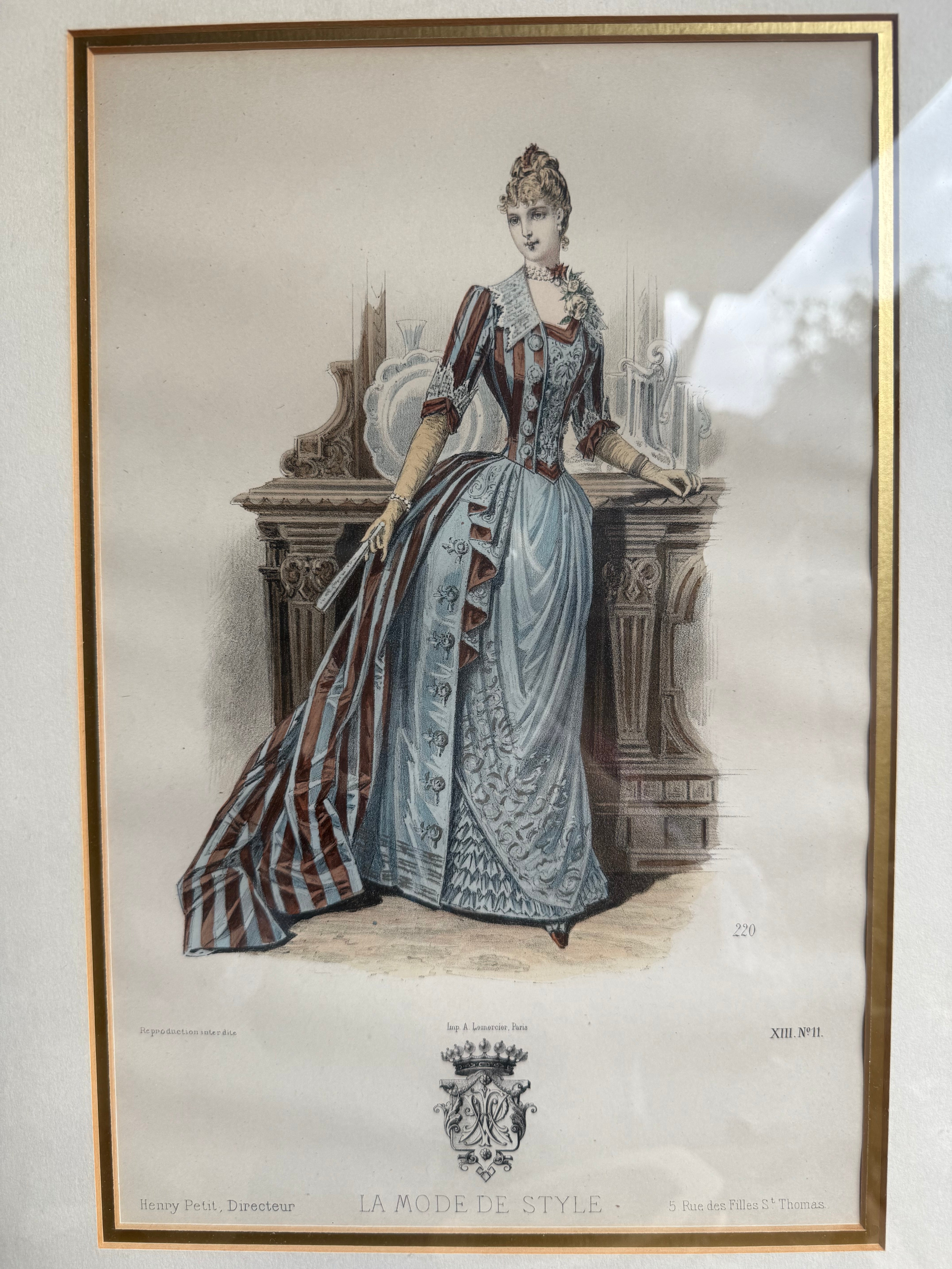 19th Century French Magazine Framed Hand Coloured Illustration - No 11