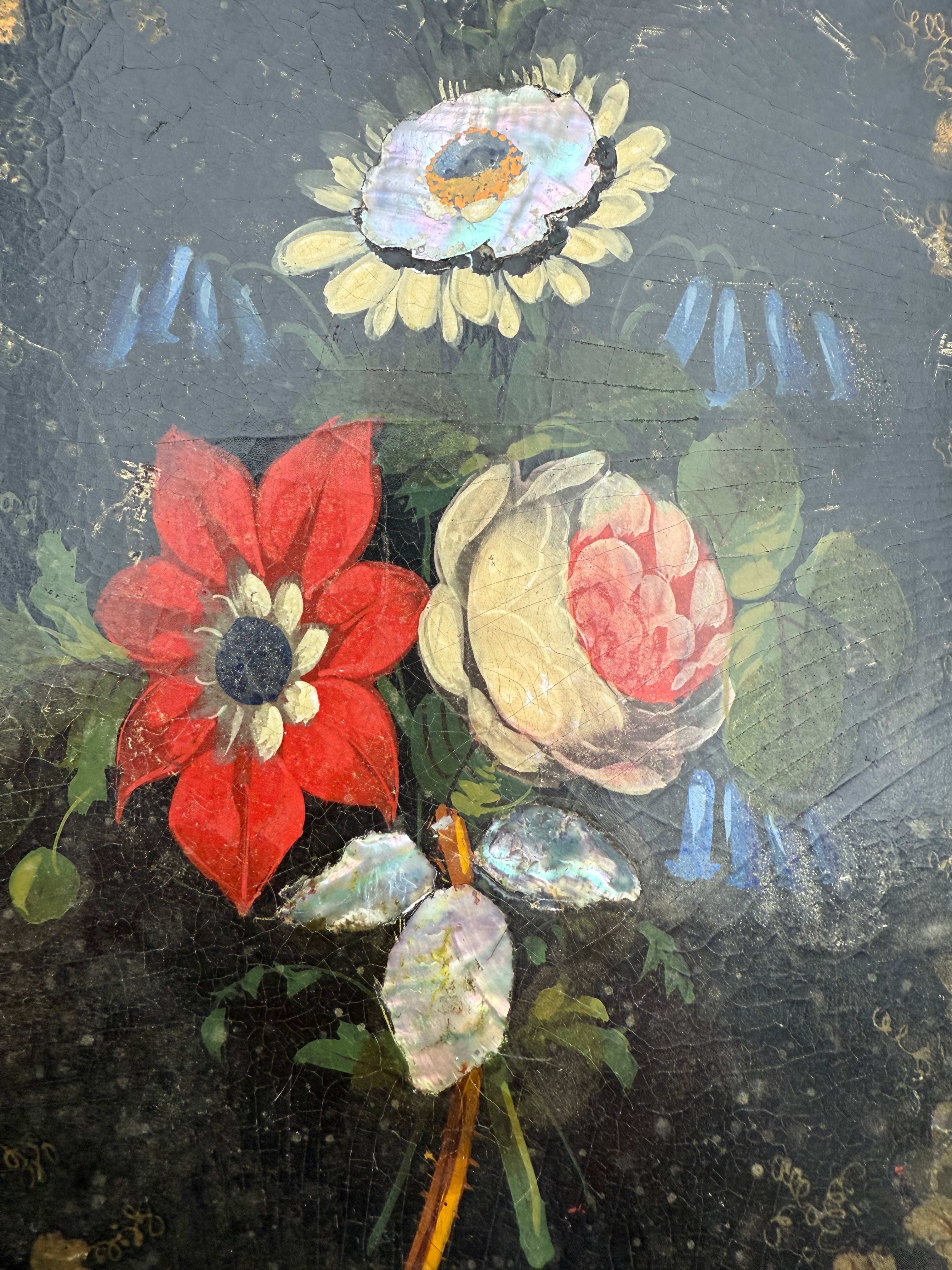 Circa 1890: Hand-Painted Papier Mache Blotting Pad with Mother of Pearl