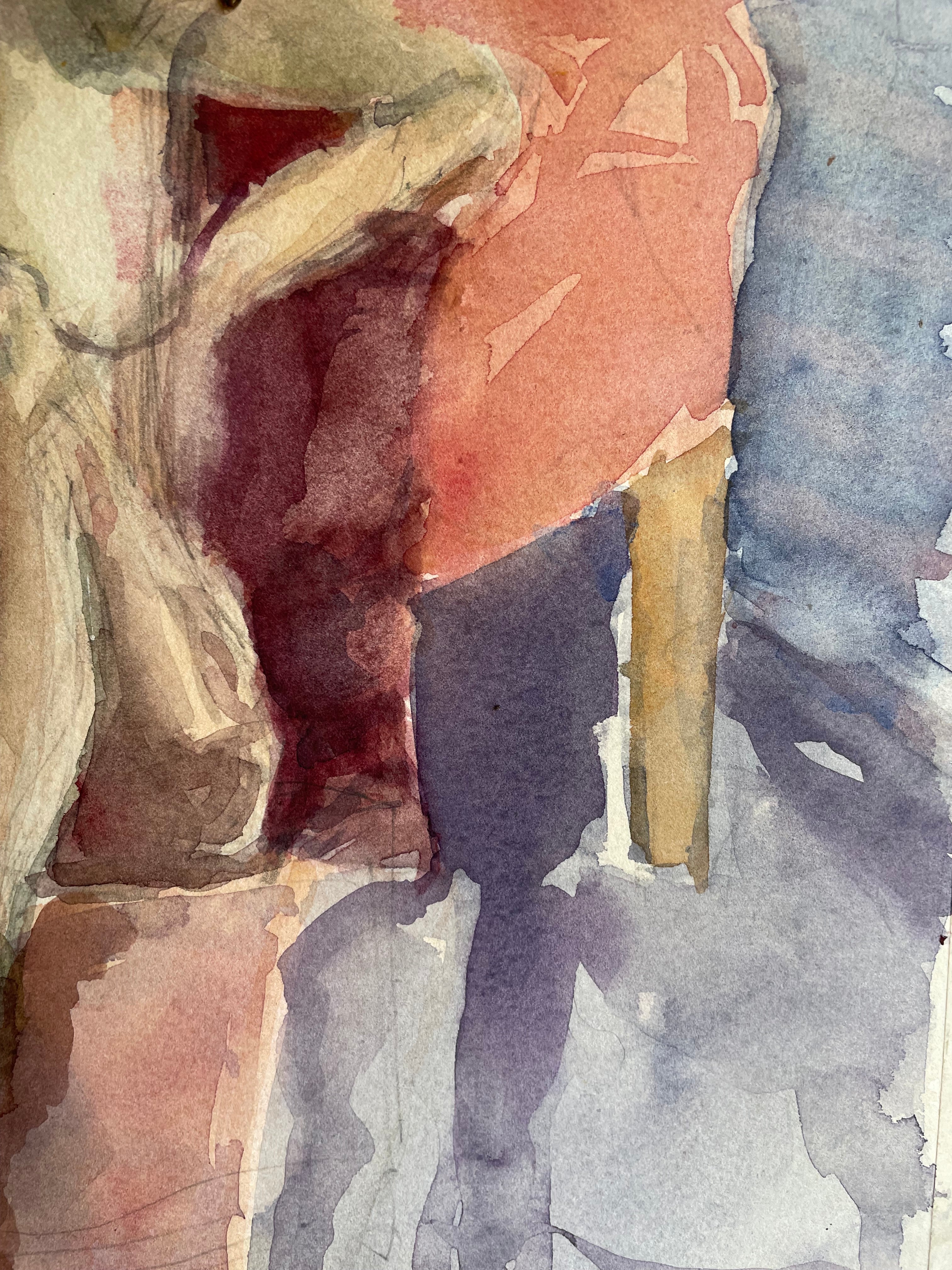 Preparatory Life Portrait Study - Watercolour on Paper Pasted on Wood