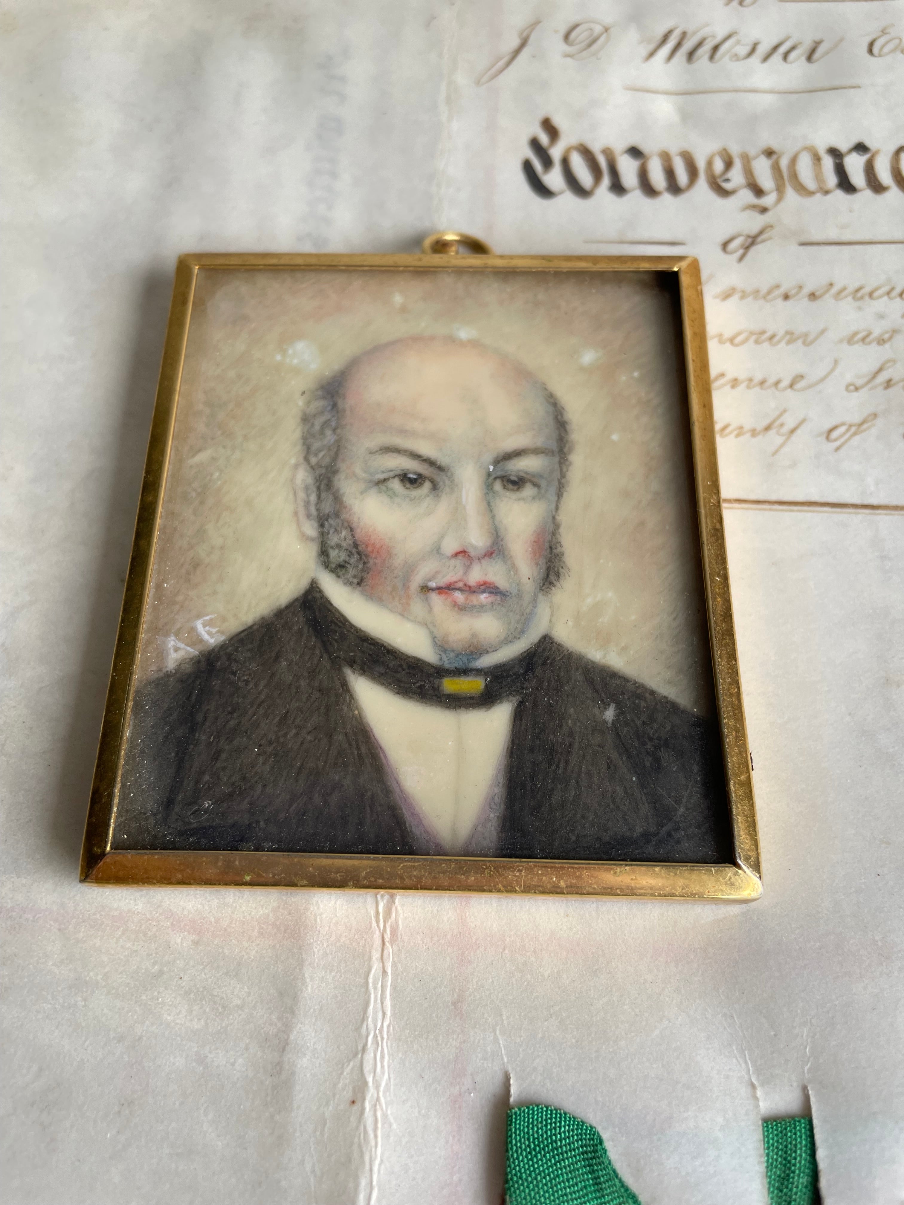 Miniature Early 19th Century Portrait of a Gentleman with Mutton Chop Sideburns: Was £55 now £38.50 at checkout