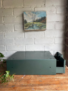 Vintage Green Metal Double Filing Drawers