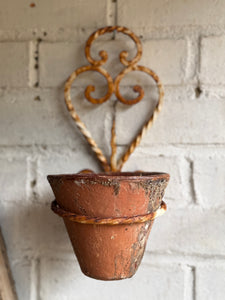 Rustic French Iron Plant Holder with Antique Resin Pot 2