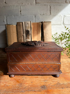Early 20th Century Carved Wooden Jewellery Box
