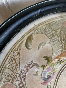 Small Victorian Hand Embroidered Ebonised Side Table