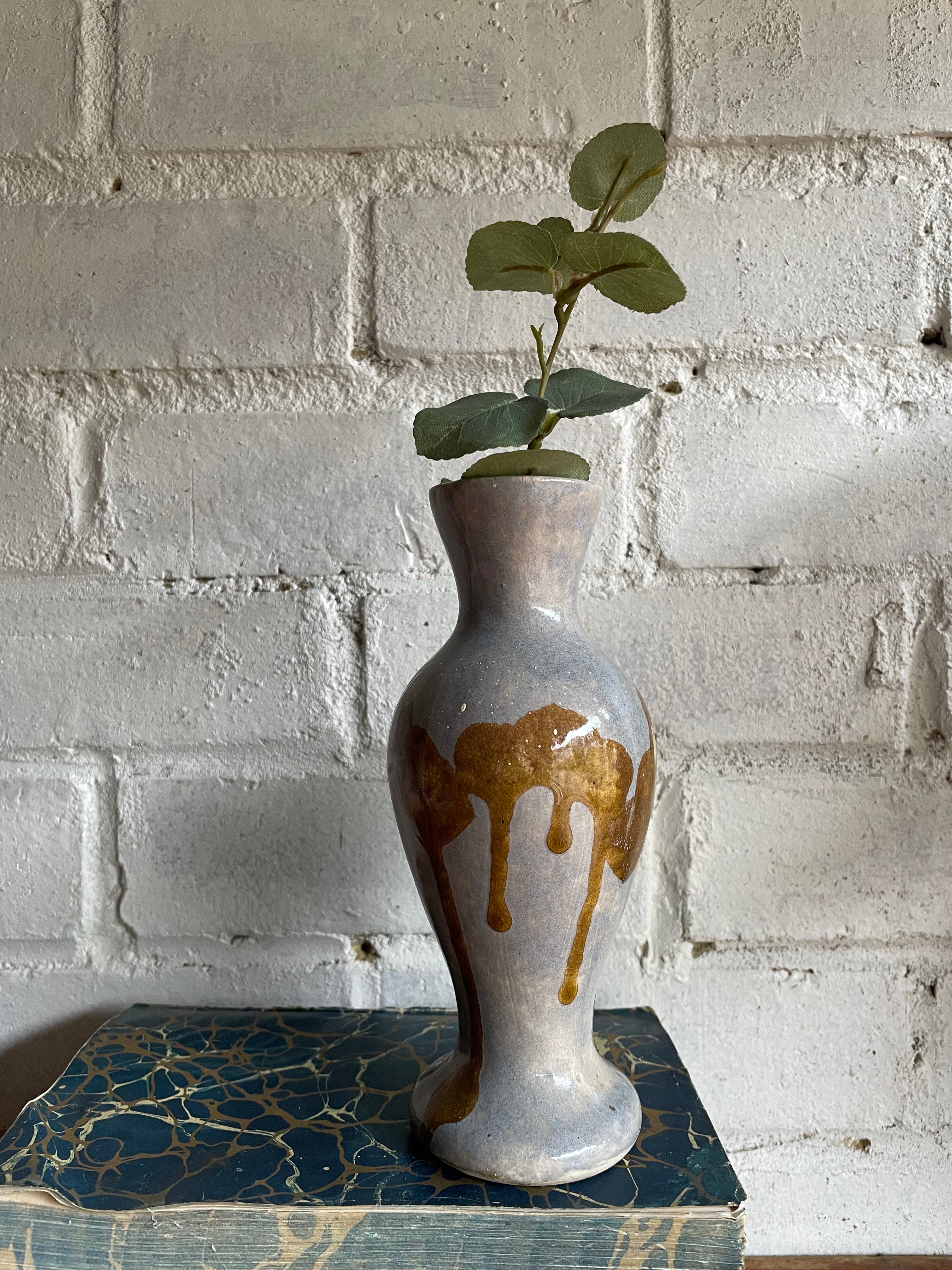 Blue & Gold Studio Pottery Vase