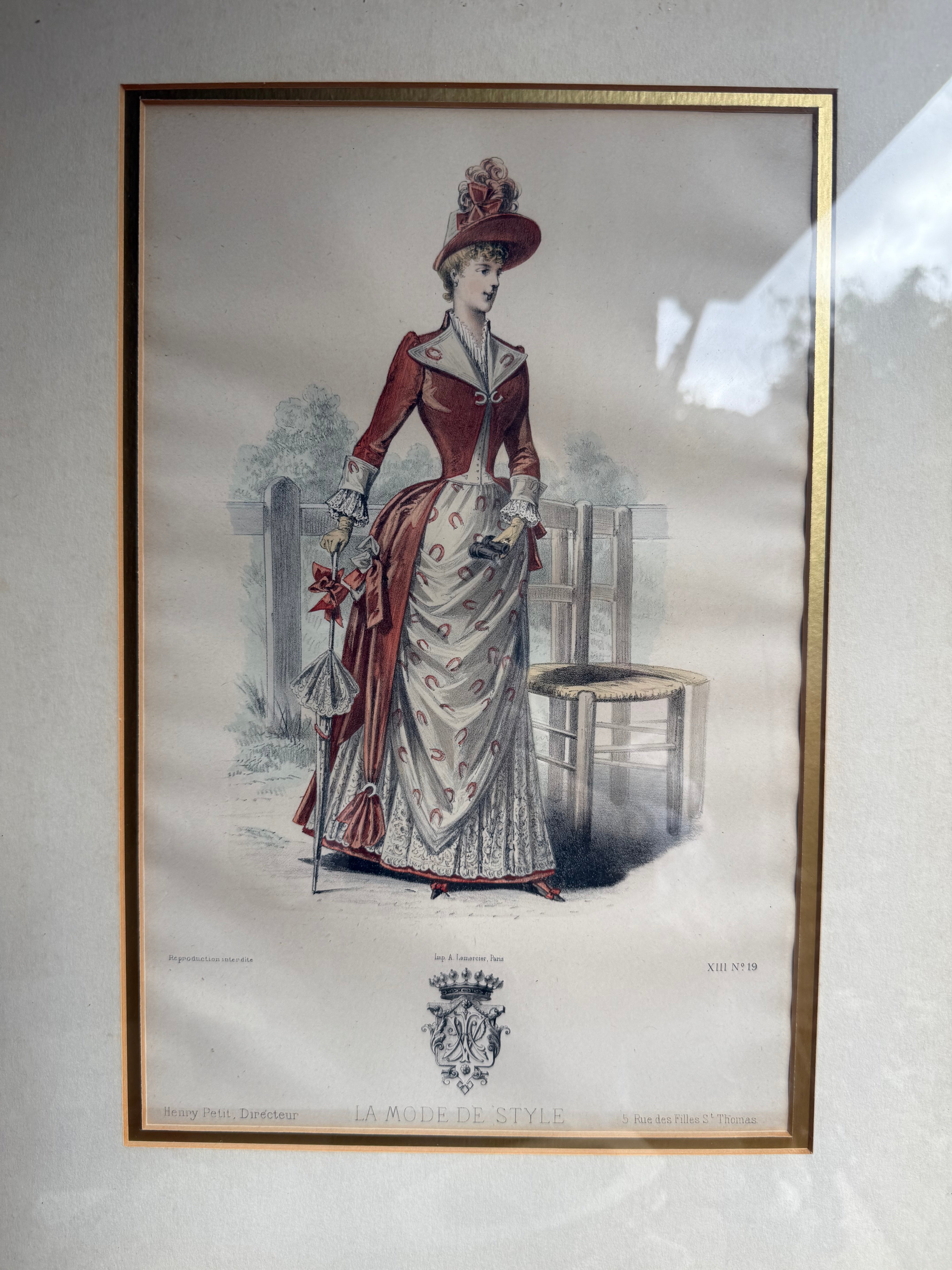 19th Century French Magazine Framed Hand Coloured Illustration - No 19