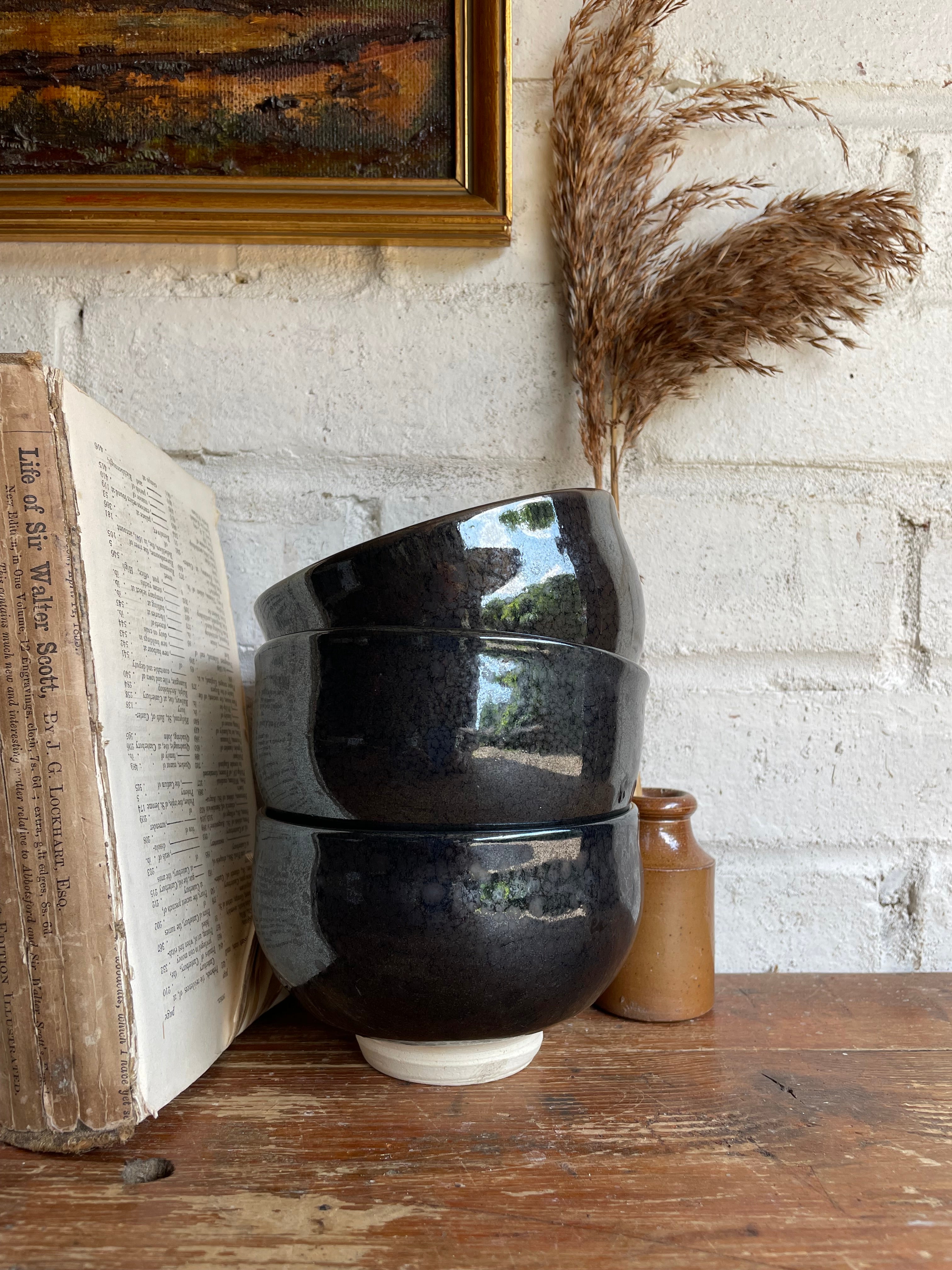 Vintage Japanese Pottery Tea Ceremony Bowls