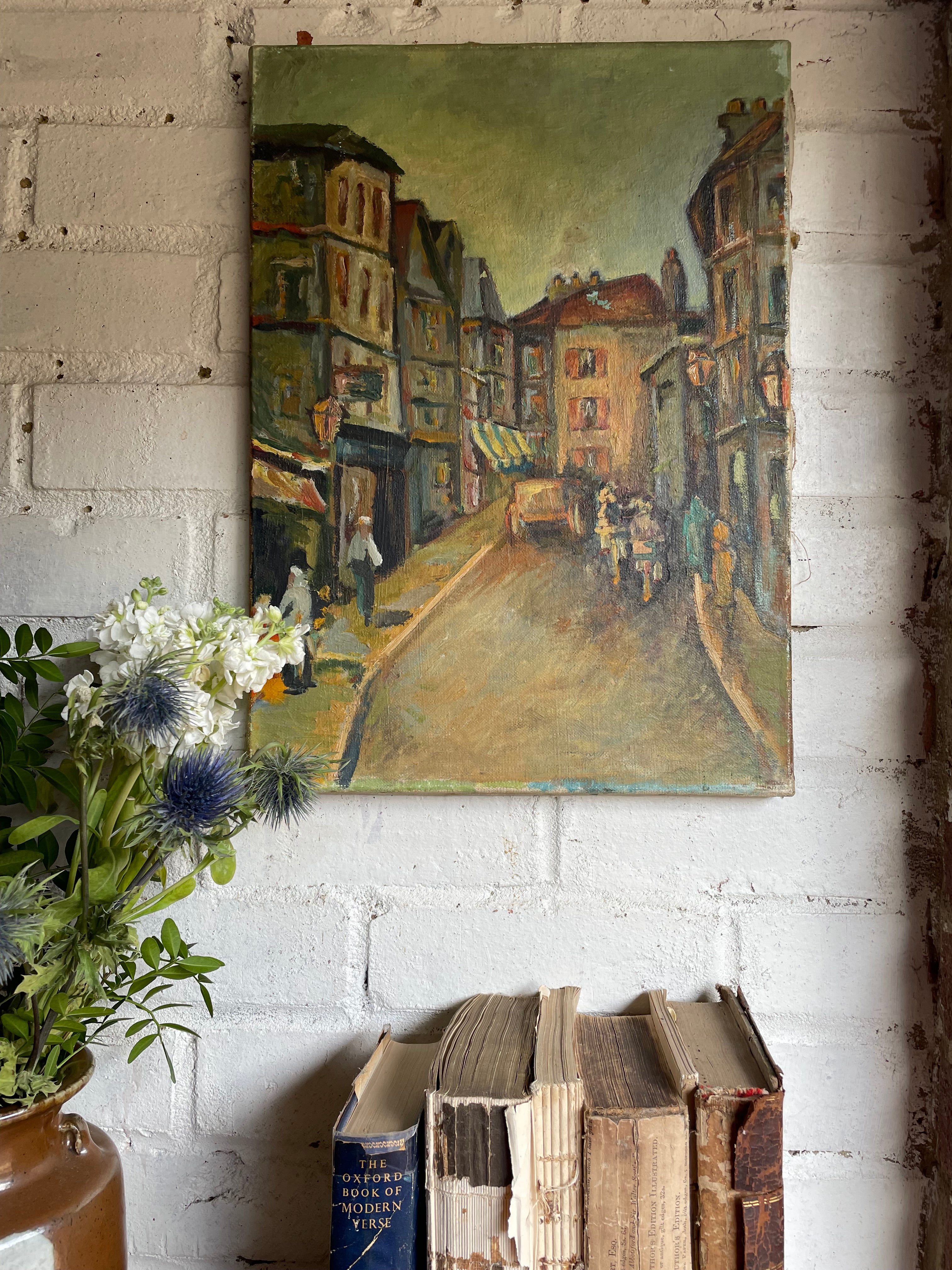 French Market Day: Antique Oil on Stretched Linen