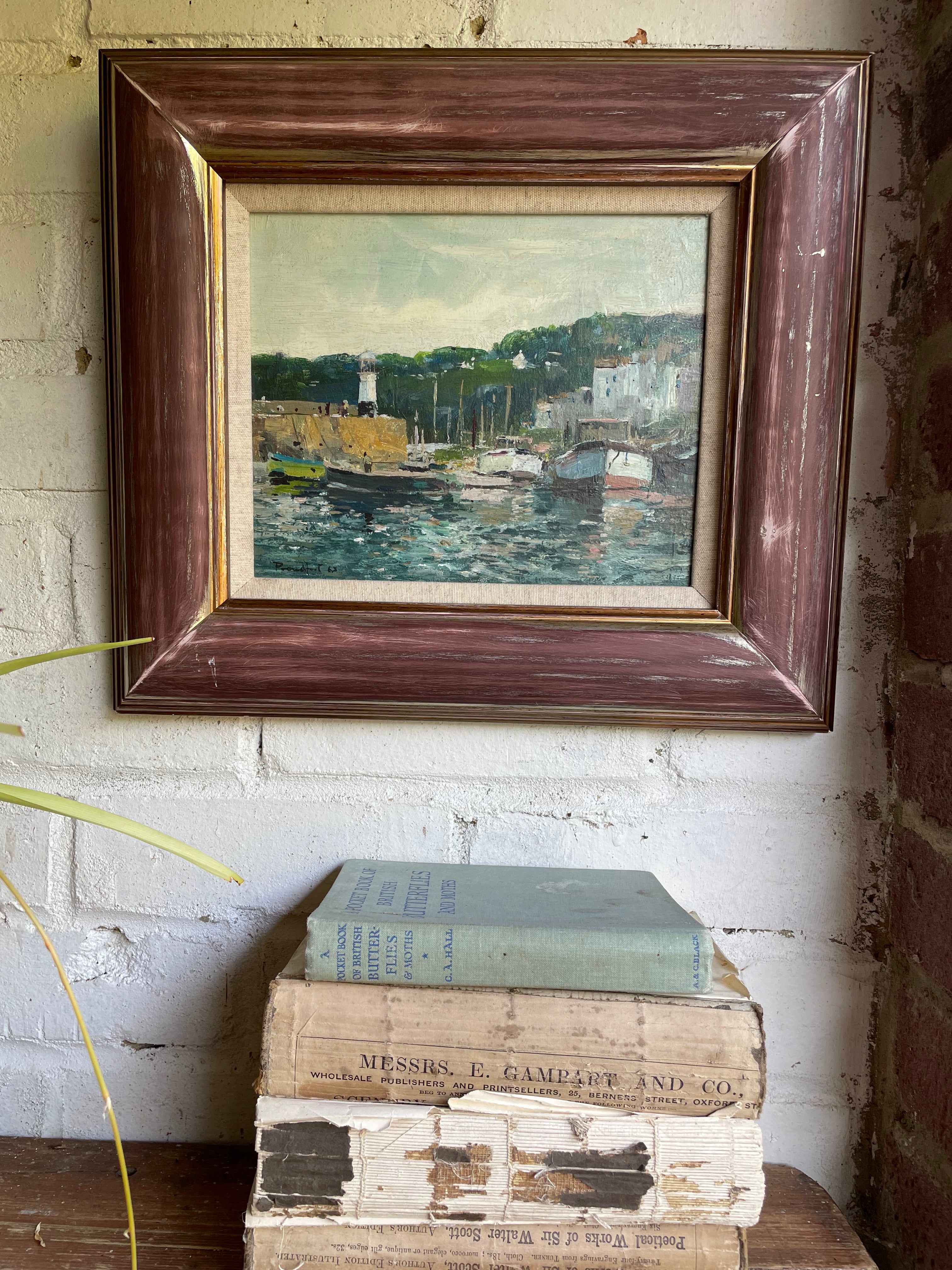Harbour Scene: Midcentury Oil Painting Signed & Dated