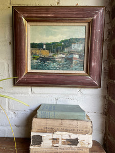 Harbour Scene: Midcentury Oil Painting Signed & Dated