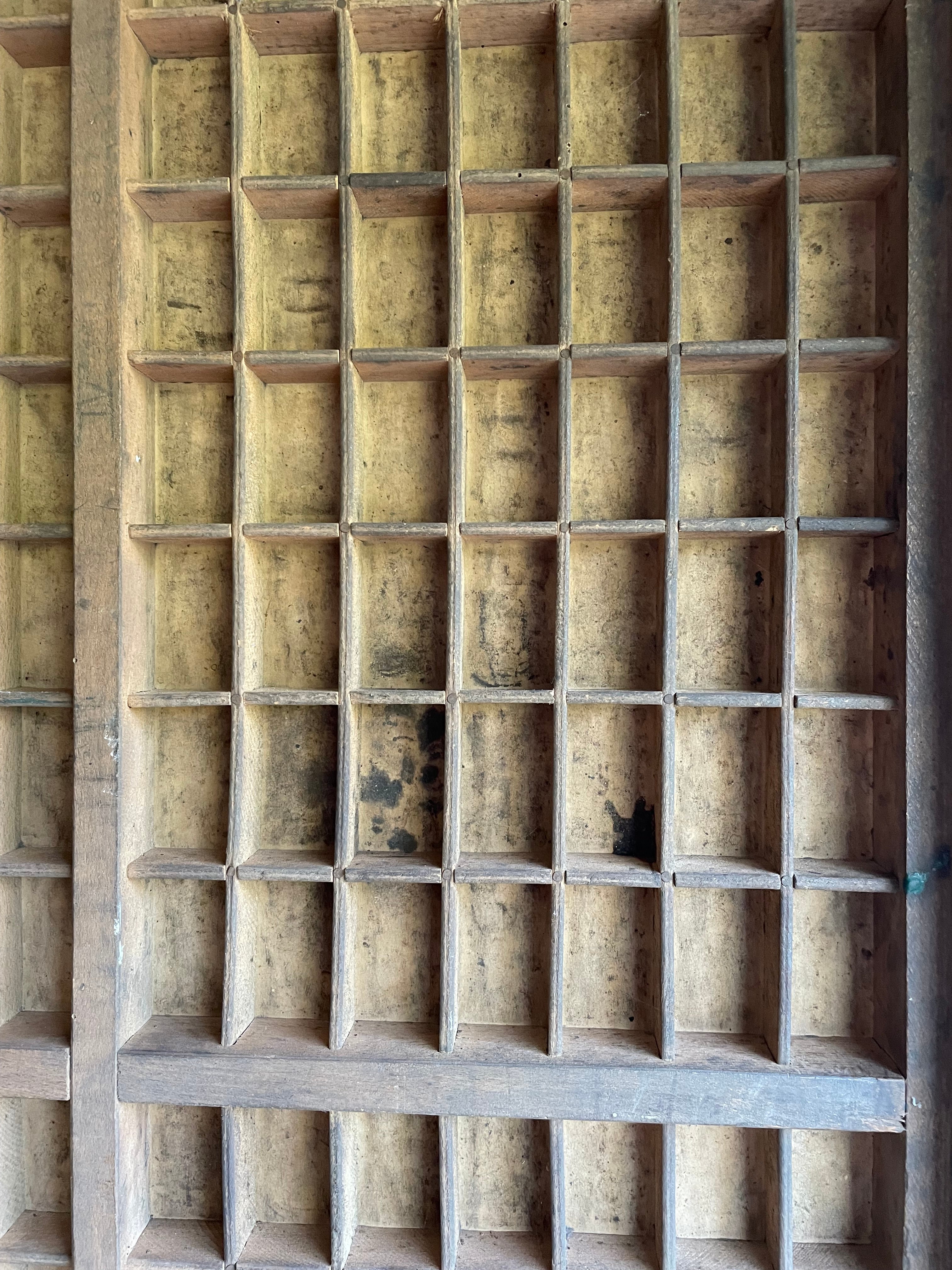 Large Vintage Printers Tray Drawer with Original Metal Handles