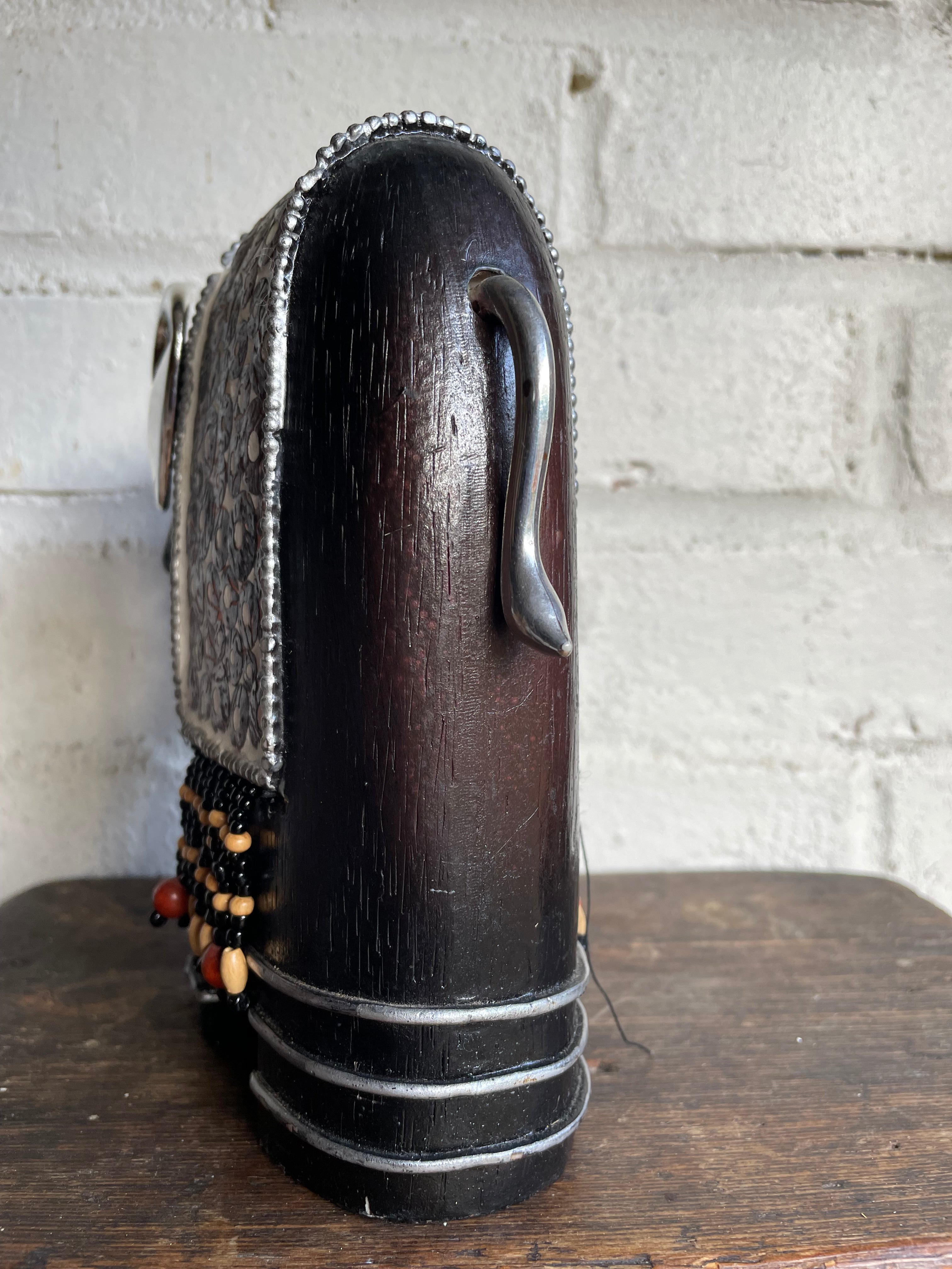 Carved Beaded Elephant Sculpture