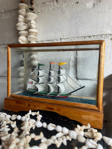 Little Miniature Ship in Glass Box