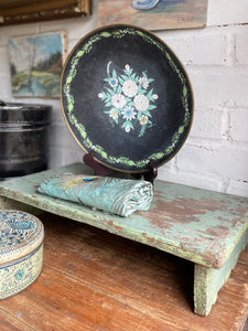 Rustic Painted Wooden Low Stool or Display Stand