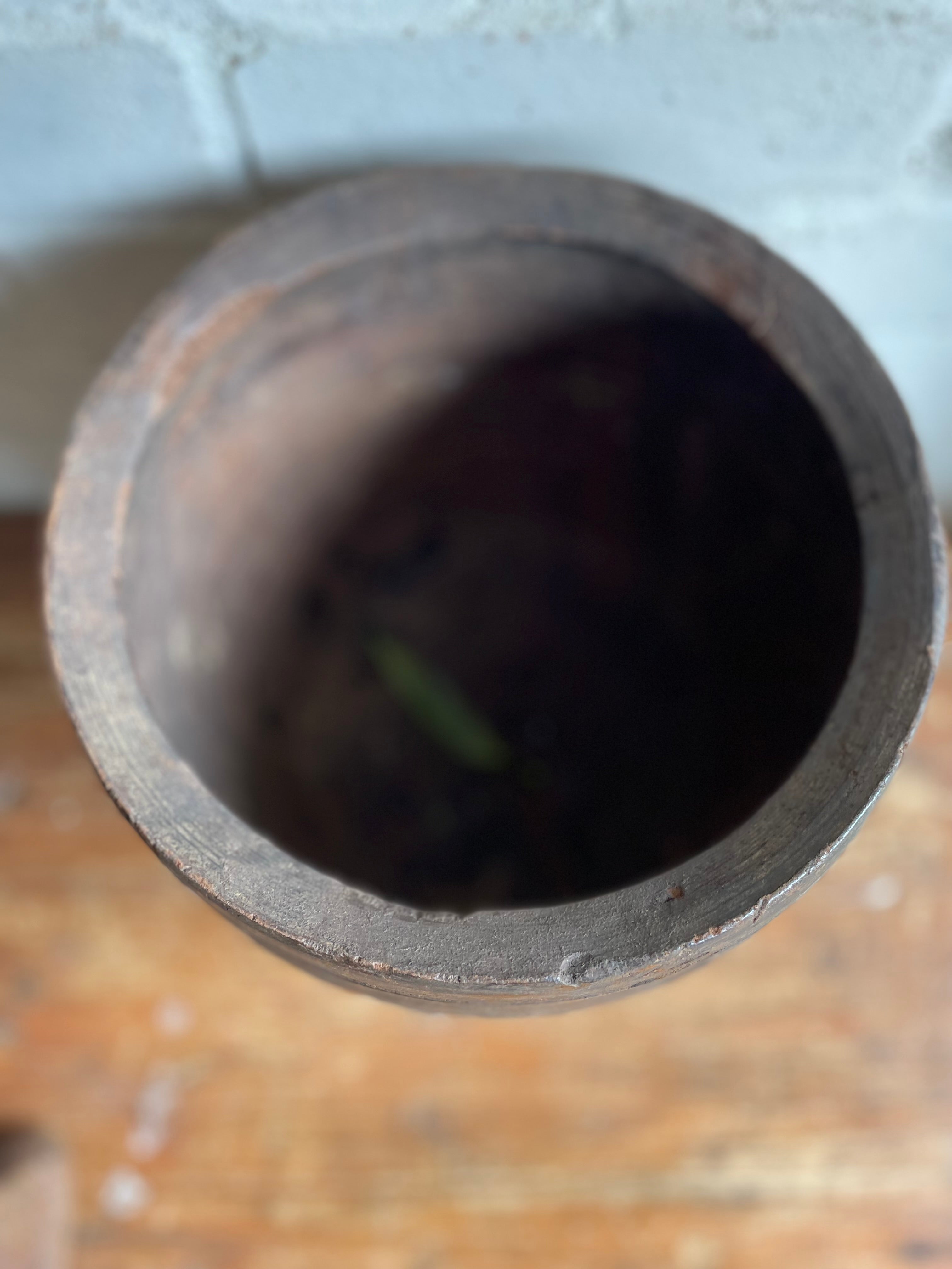 19th Century Hand-Carved Large Grain Pot