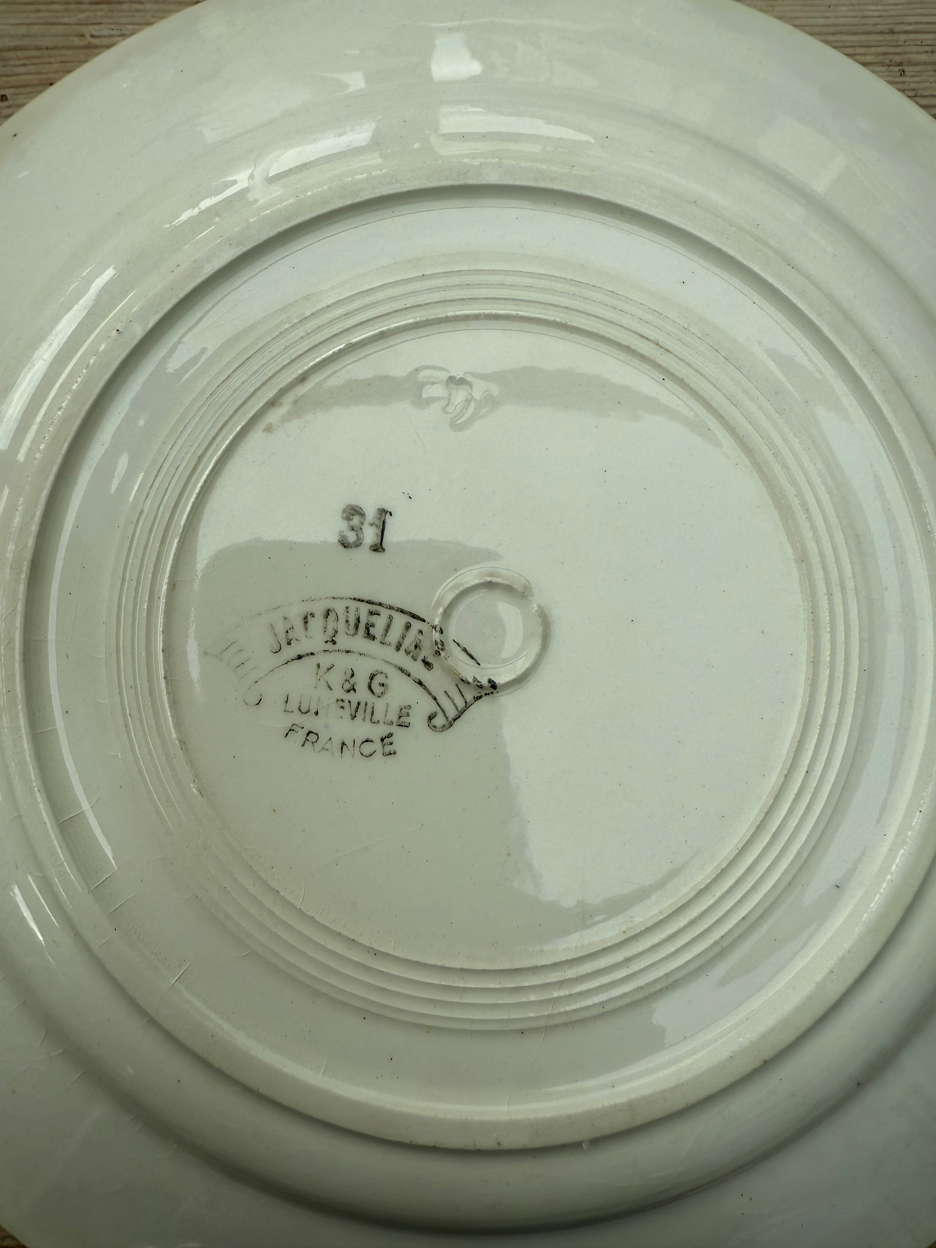 Set of Three Antique French “Luneville” Side Plates