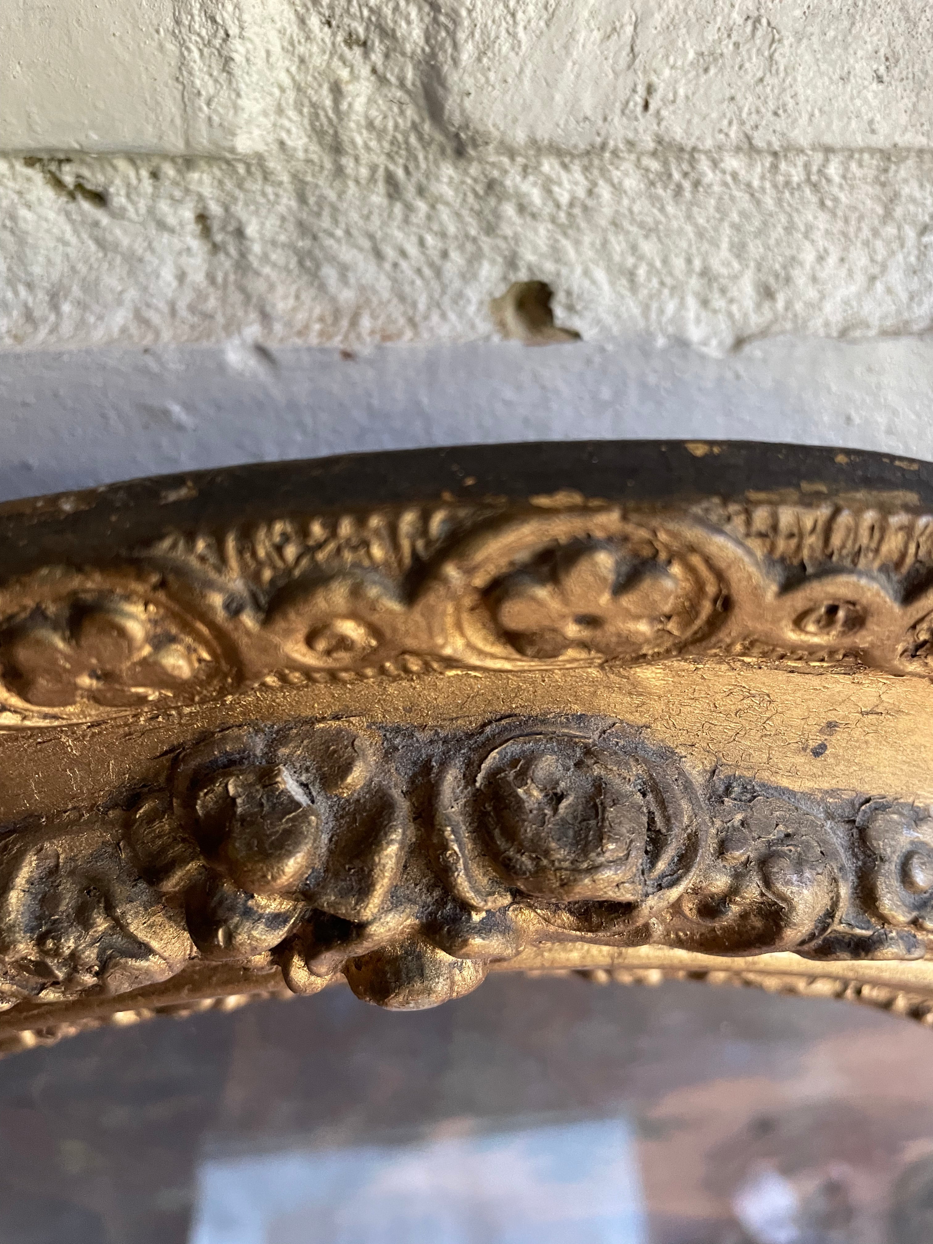 19th Century Framed Lithographic Print with Gilt Frame and Rope Tie:  Pastoral Scene